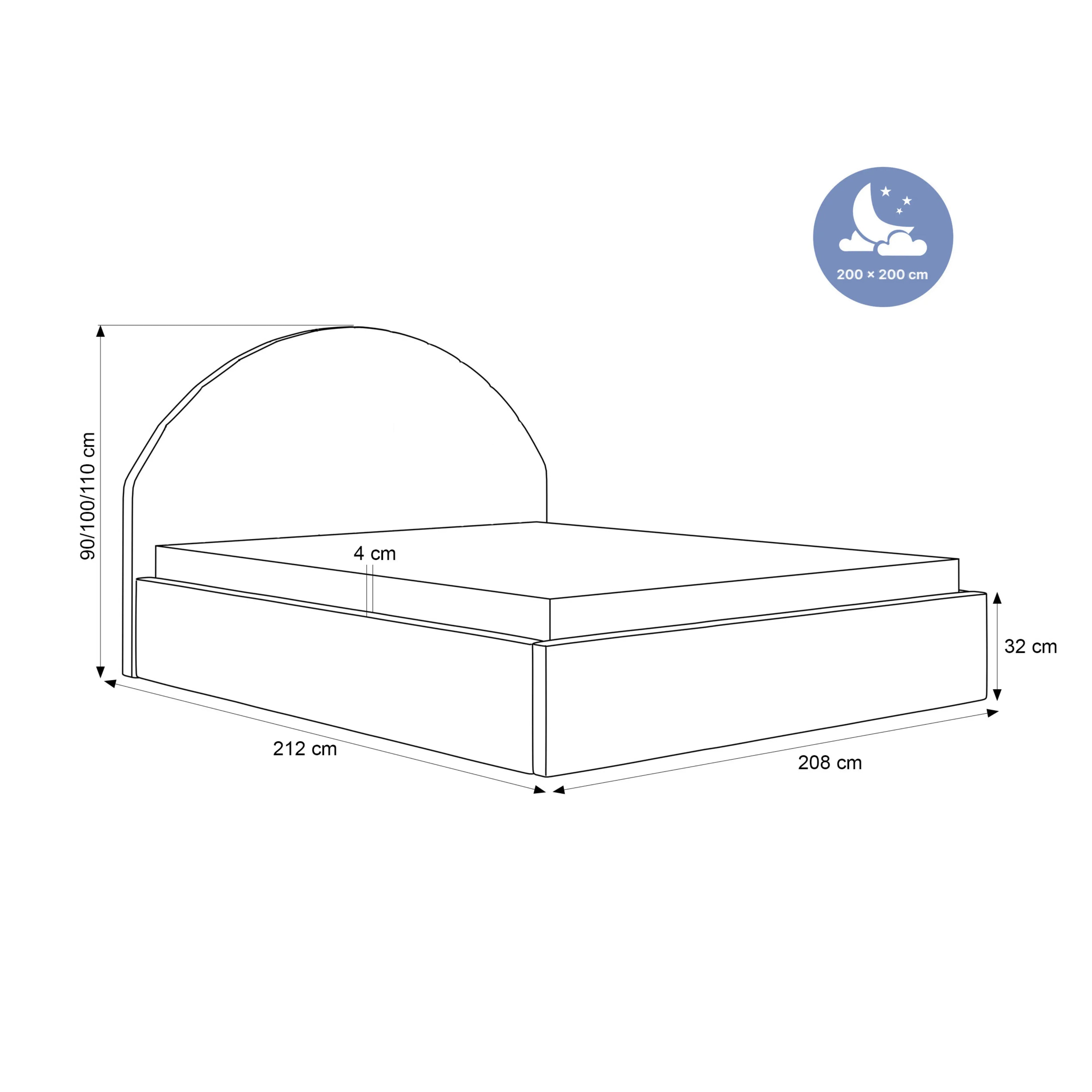 Łóżko tapicerowane Aurea SLIM - Tkanina Dream Velvet