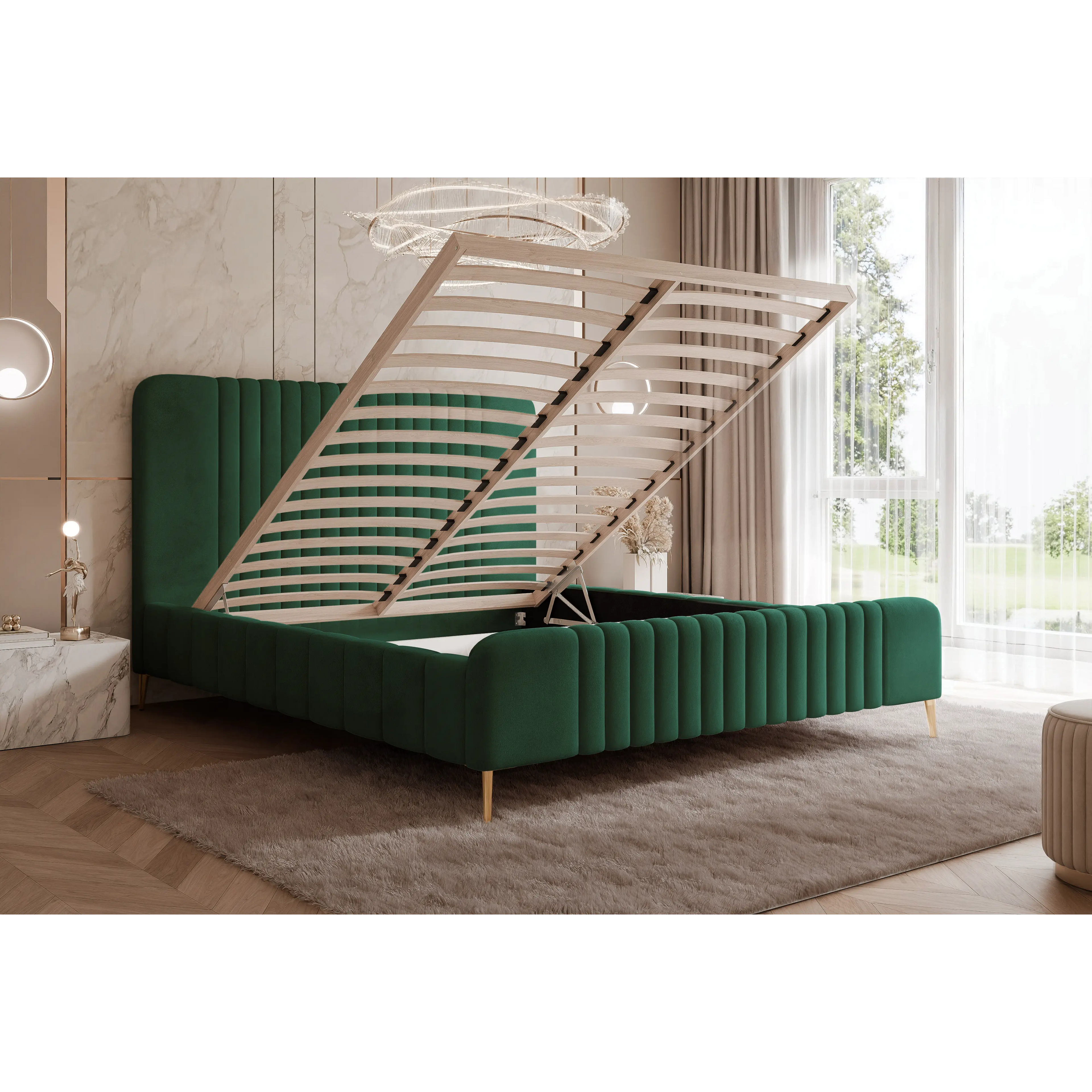 Łóżko tapicerowane Lunara SLIM na nóżkach - Tkanina Dream Velvet