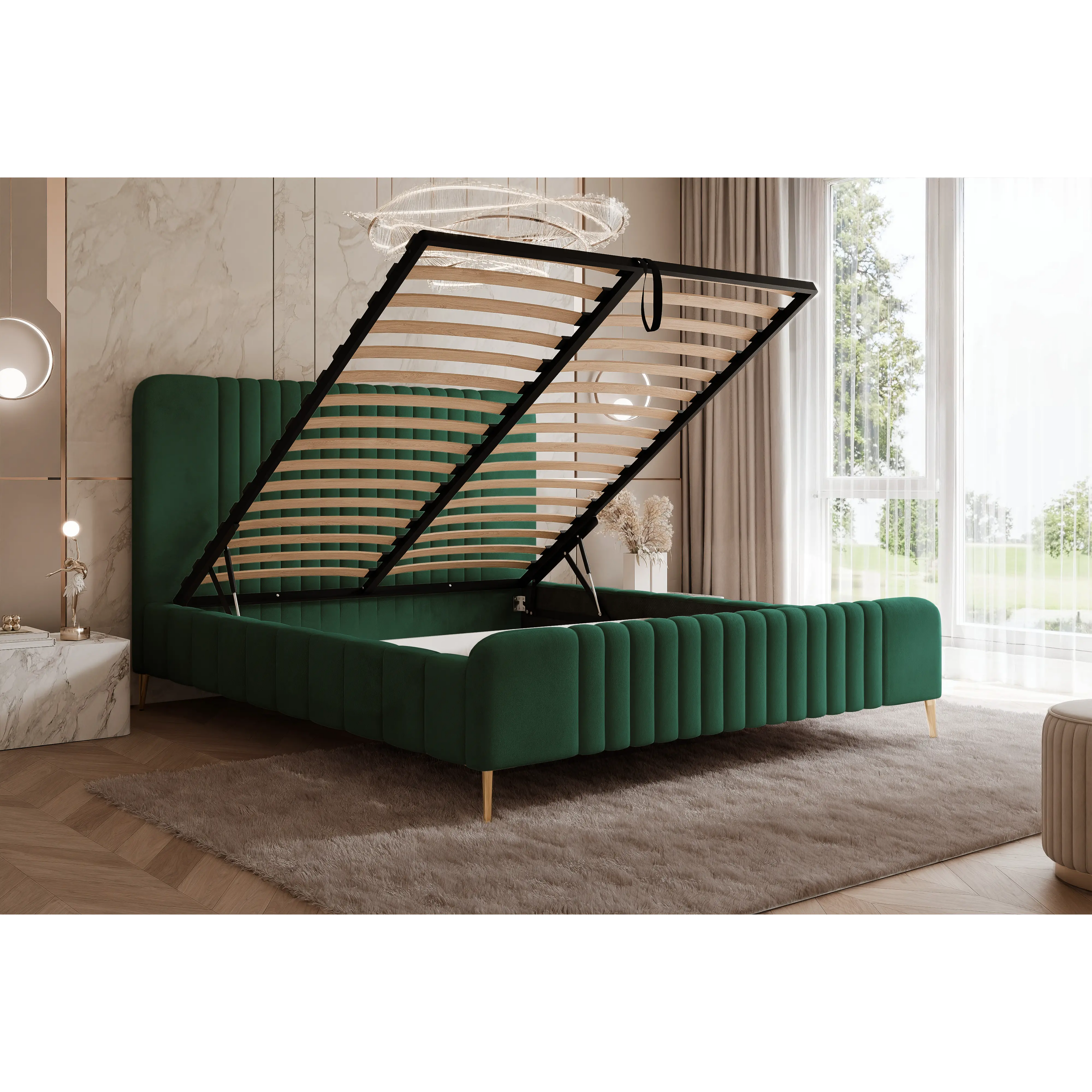 Łóżko tapicerowane Lunara SLIM na nóżkach - Tkanina Dream Velvet