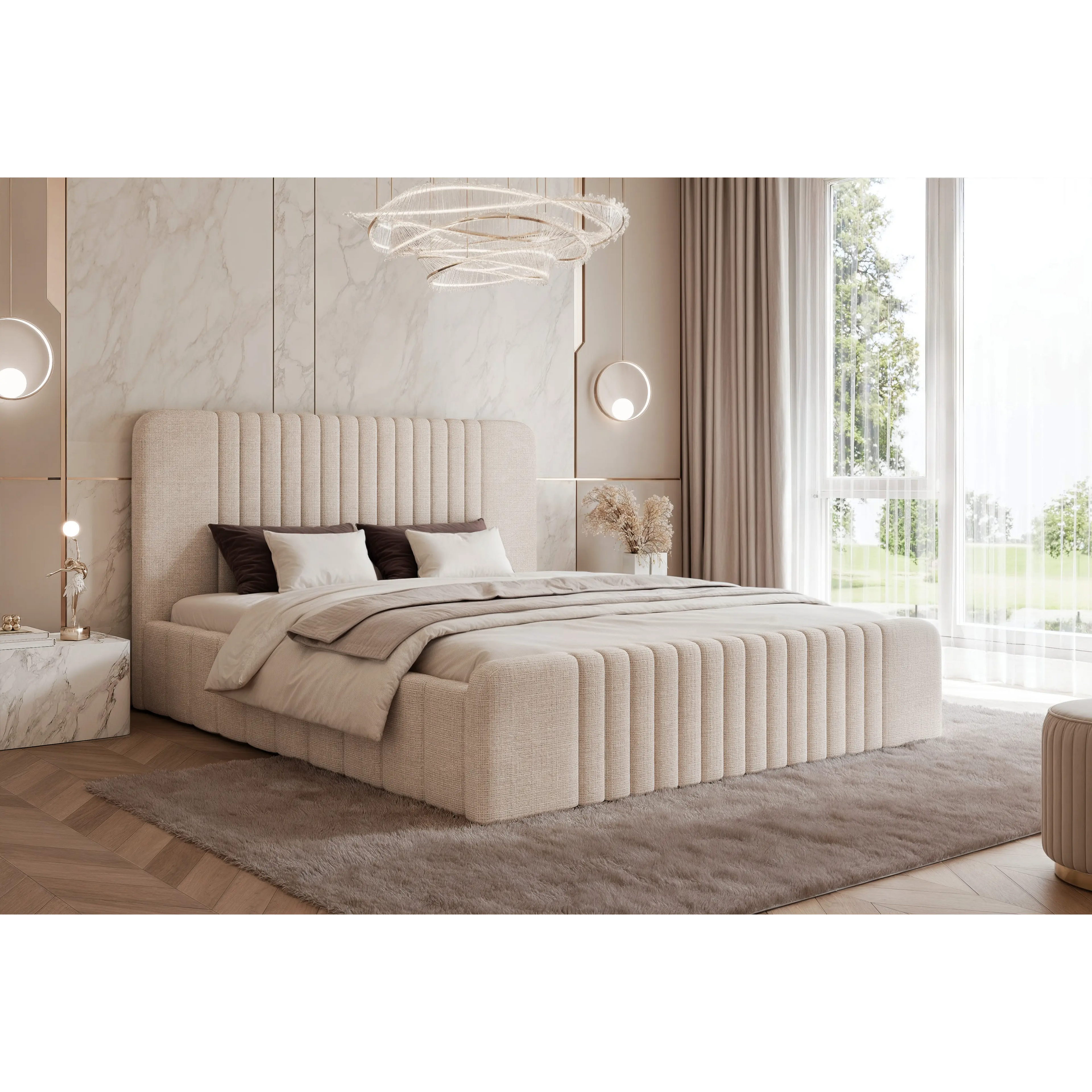 Łóżko tapicerowane LUNARA SLIM - Tkanina Cremona