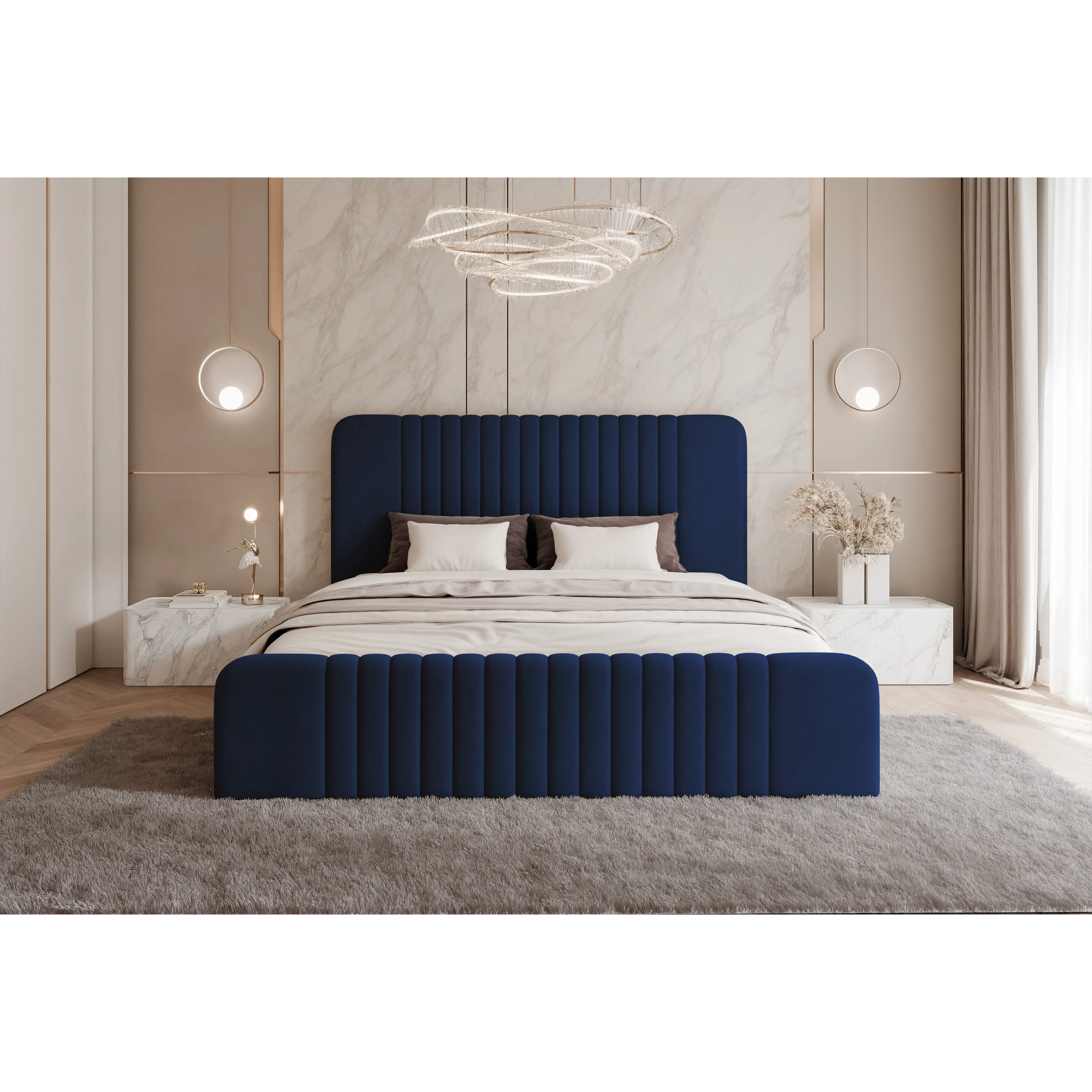 Łóżko tapicerowane LUNARA SLIM - Tkanina Dream Velvet