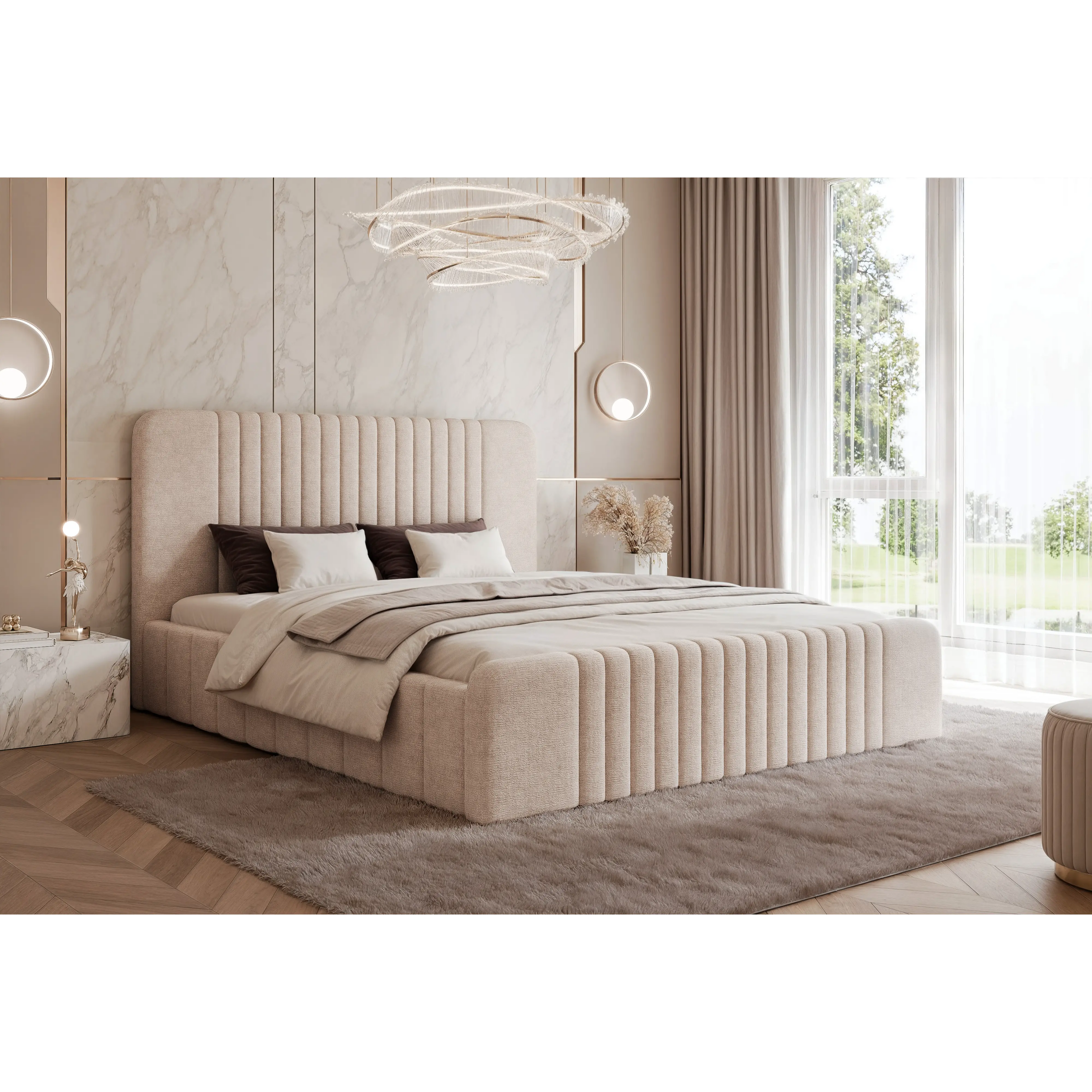 Łóżko tapicerowane LUNARA SLIM - Tkanina Perfect Harmony