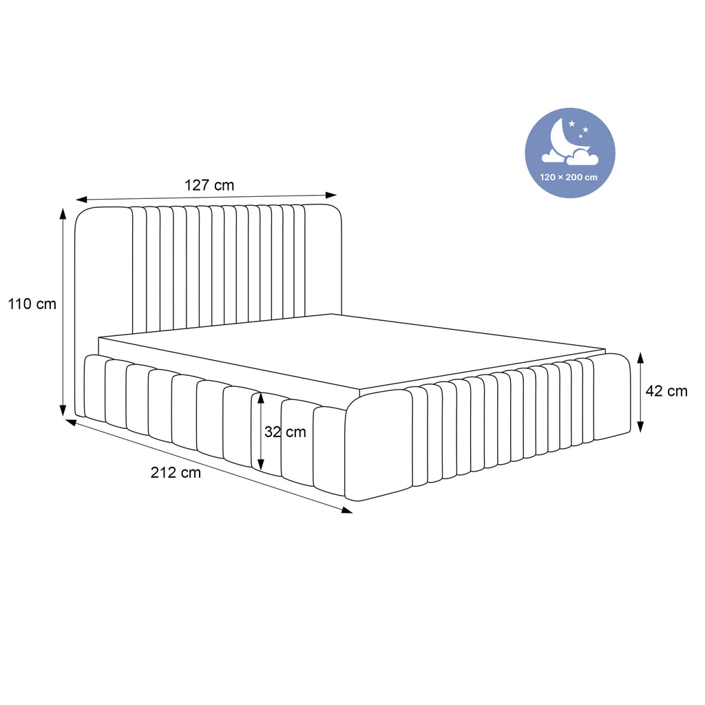 Łóżko tapicerowane LUNARA SLIM - Tkanina Cremona