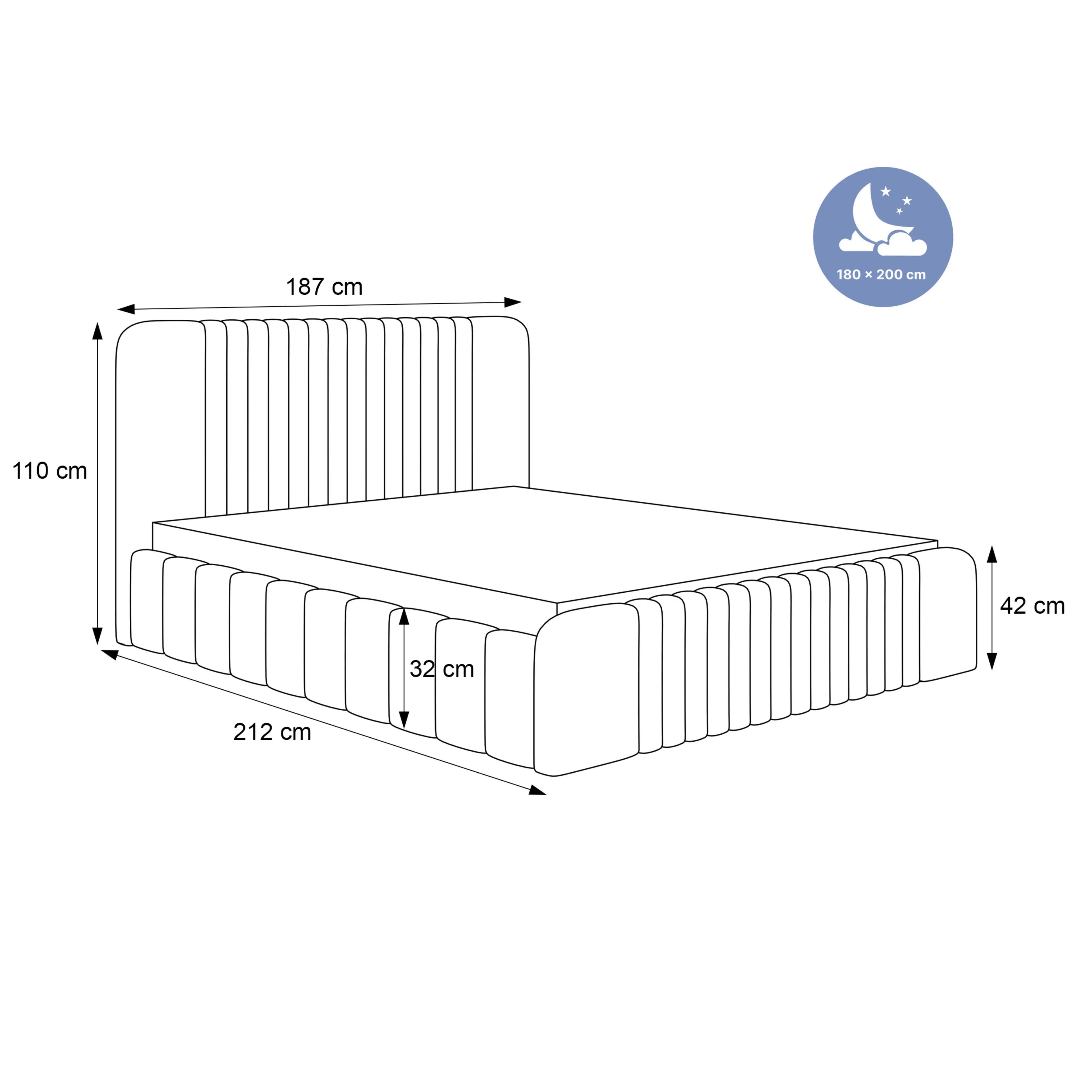 Łóżko tapicerowane LUNARA SLIM - Tkanina Dream Velvet