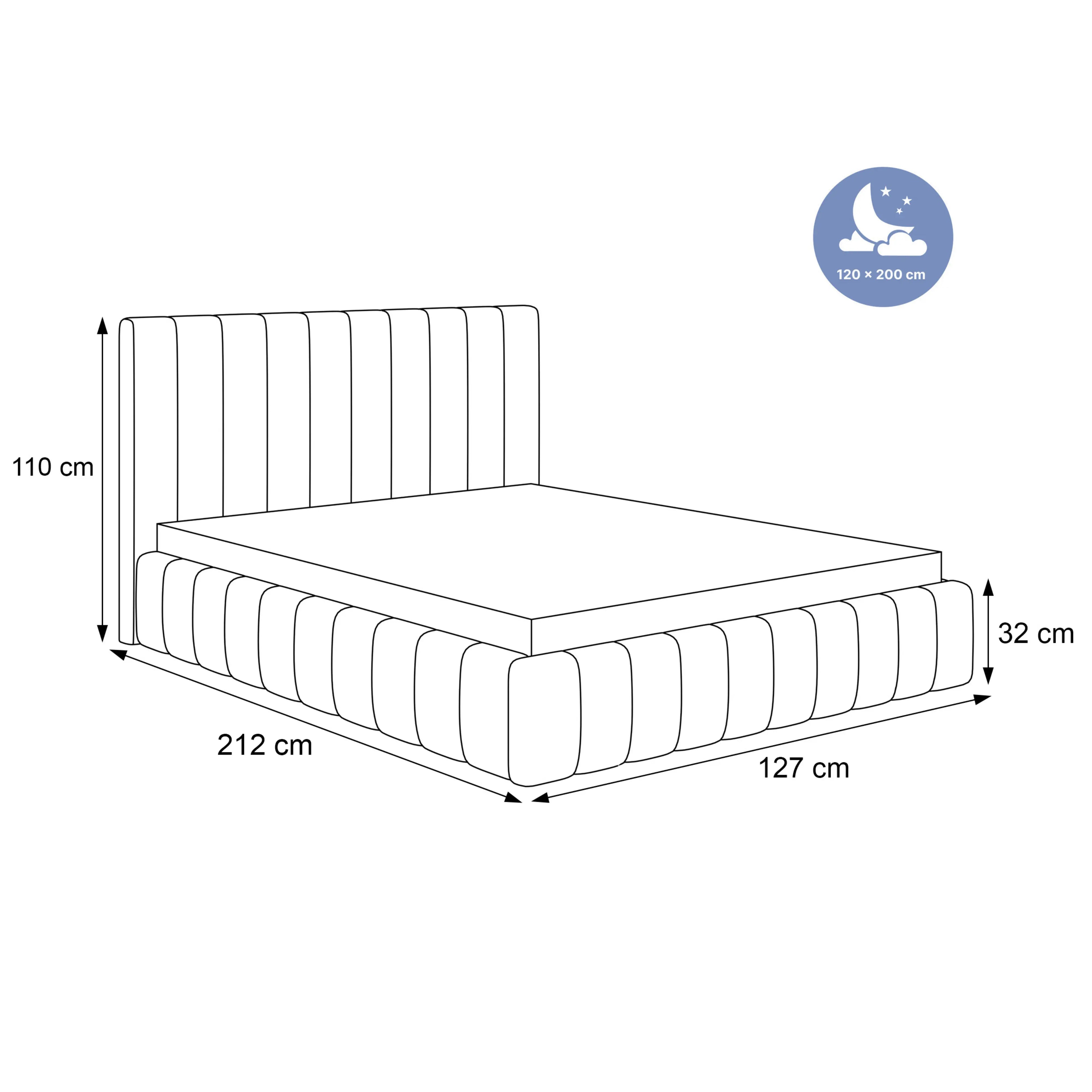 Łóżko tapicerowane MONTEO SLIM - Tkanina Velutto