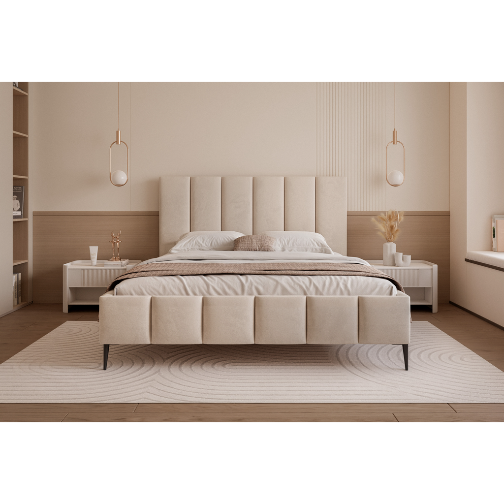 Łóżko tapicerowane LUNERA PANEL AIR 120–200x200 na nóżkach