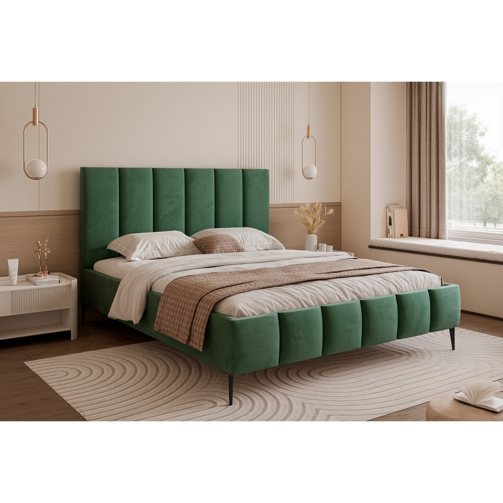 Łóżko tapicerowane LUNERA PANEL AIR 120–200x200 na nóżkach