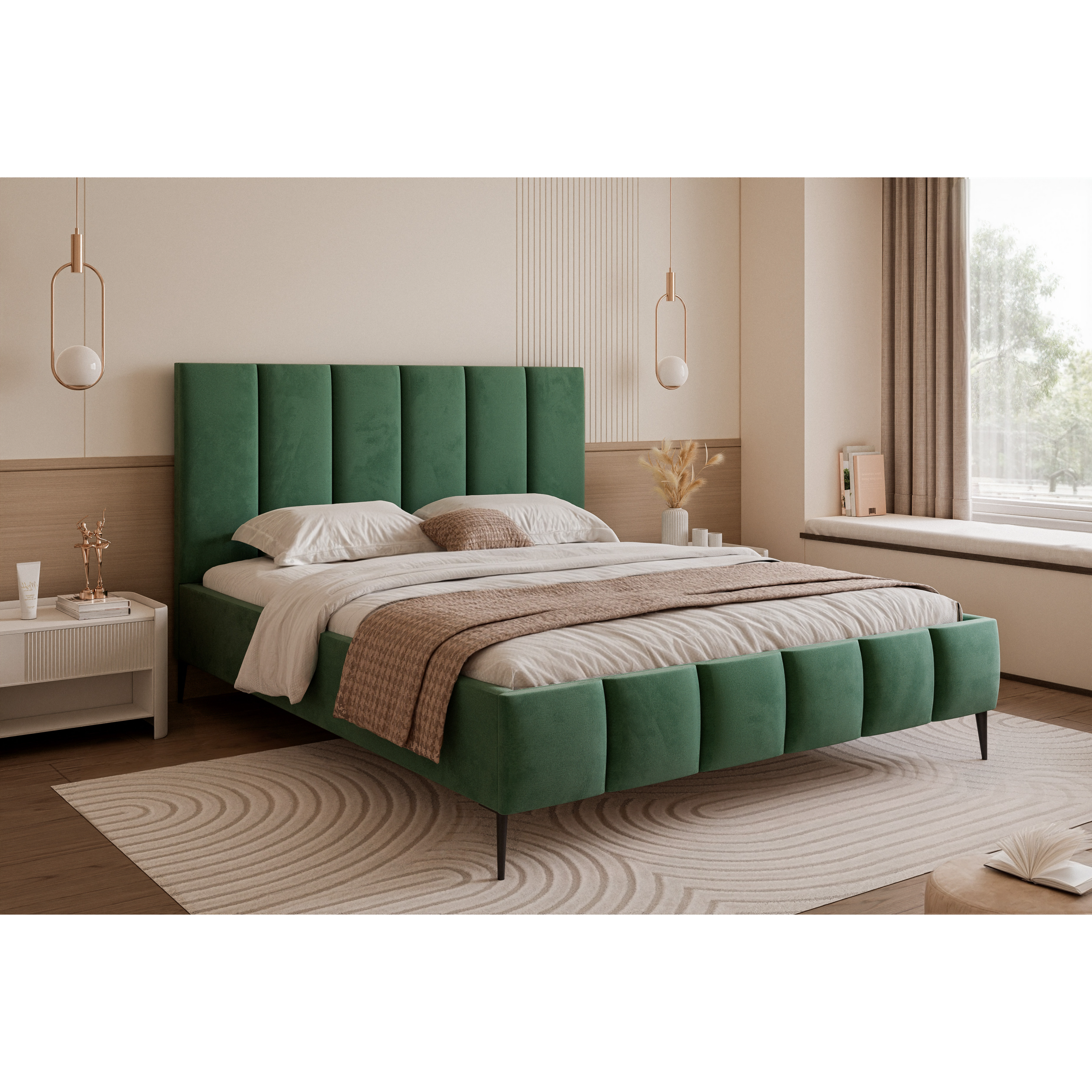 Łóżko tapicerowane LUNERA PANEL AIR 120–200x200 na nóżkach