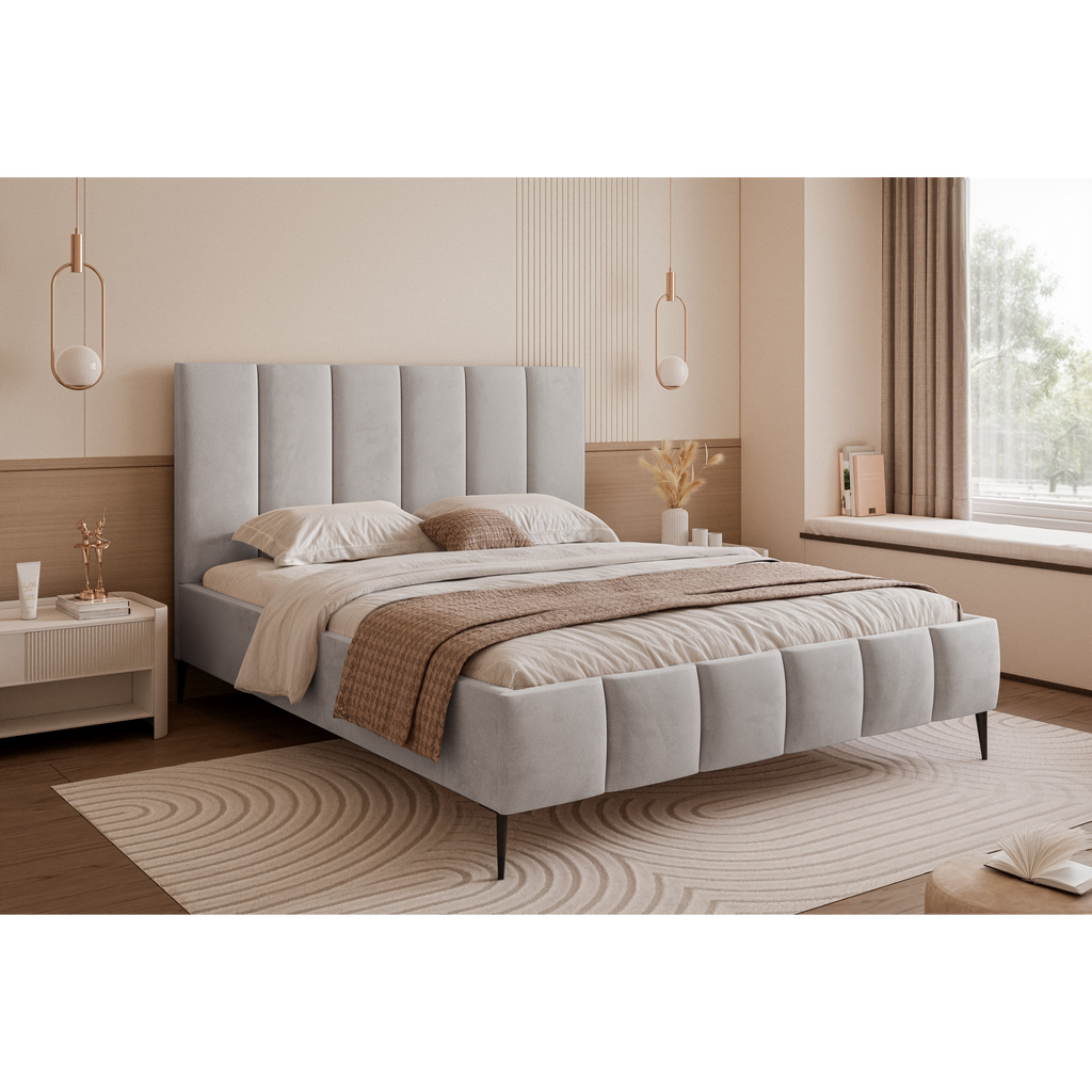 Łóżko tapicerowane LUNERA PANEL AIR 120–200x200 na nóżkach