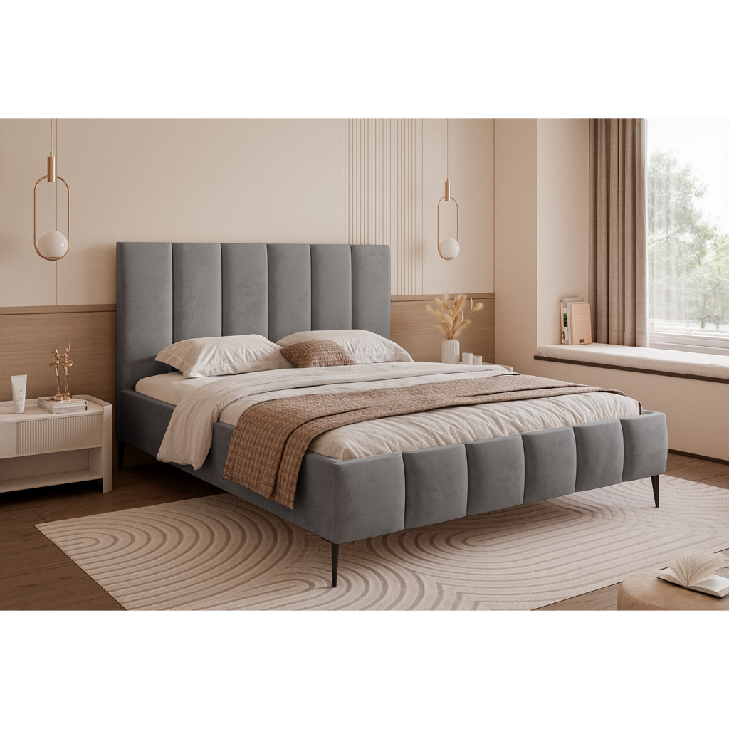 Łóżko tapicerowane LUNERA PANEL AIR 120–200x200 na nóżkach