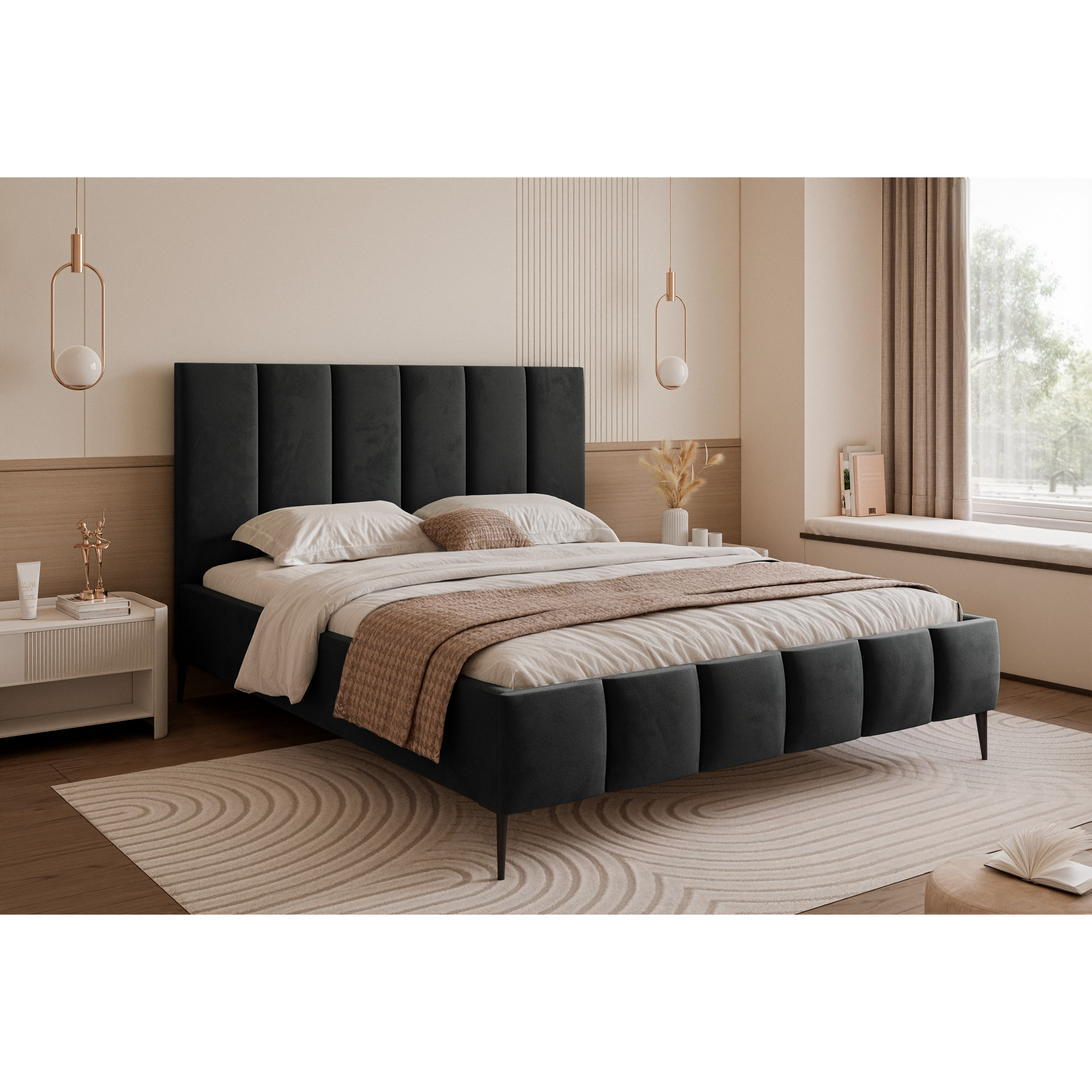 Łóżko tapicerowane LUNERA PANEL AIR 120–200x200 na nóżkach