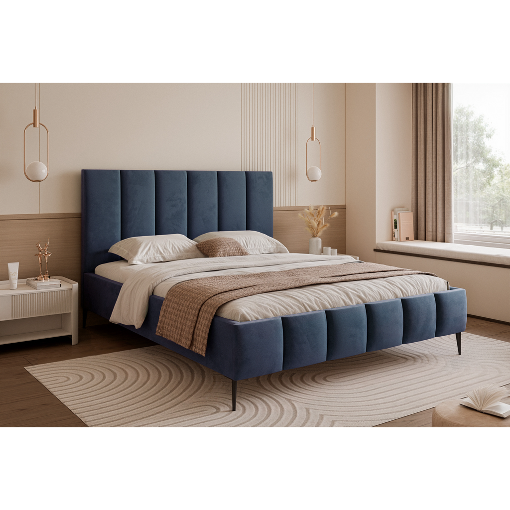 Łóżko tapicerowane LUNERA PANEL AIR 120–200x200 na nóżkach