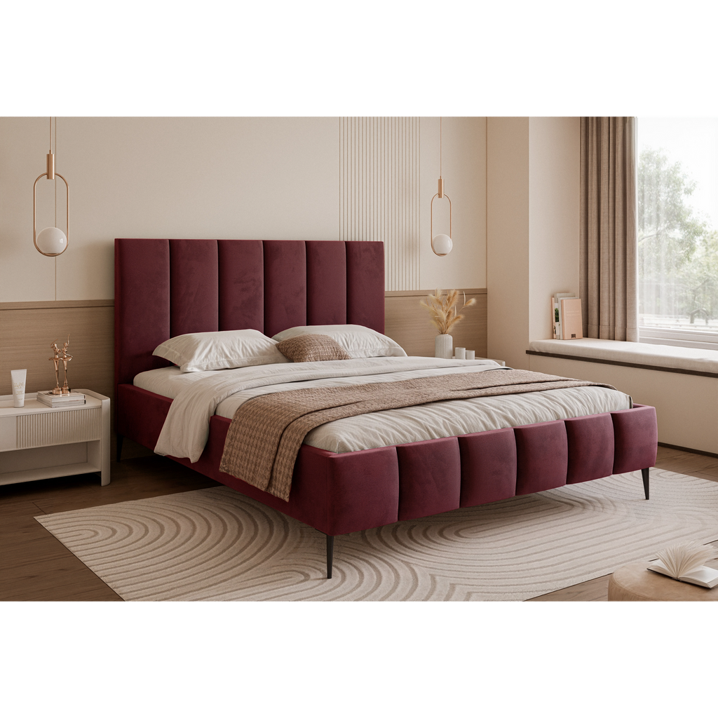 Łóżko tapicerowane LUNERA PANEL AIR 120–200x200 na nóżkach