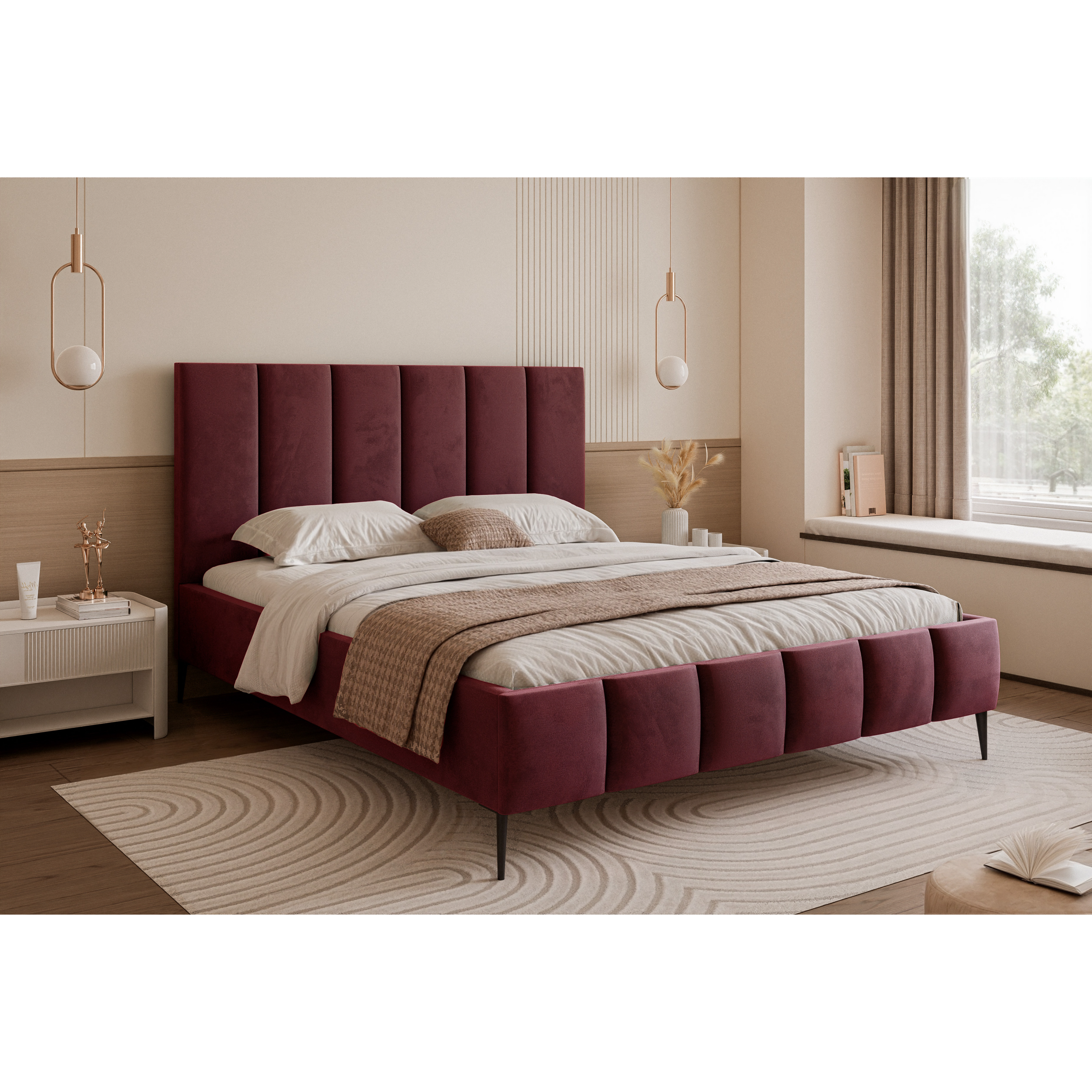 Łóżko tapicerowane LUNERA PANEL AIR 120–200x200 na nóżkach