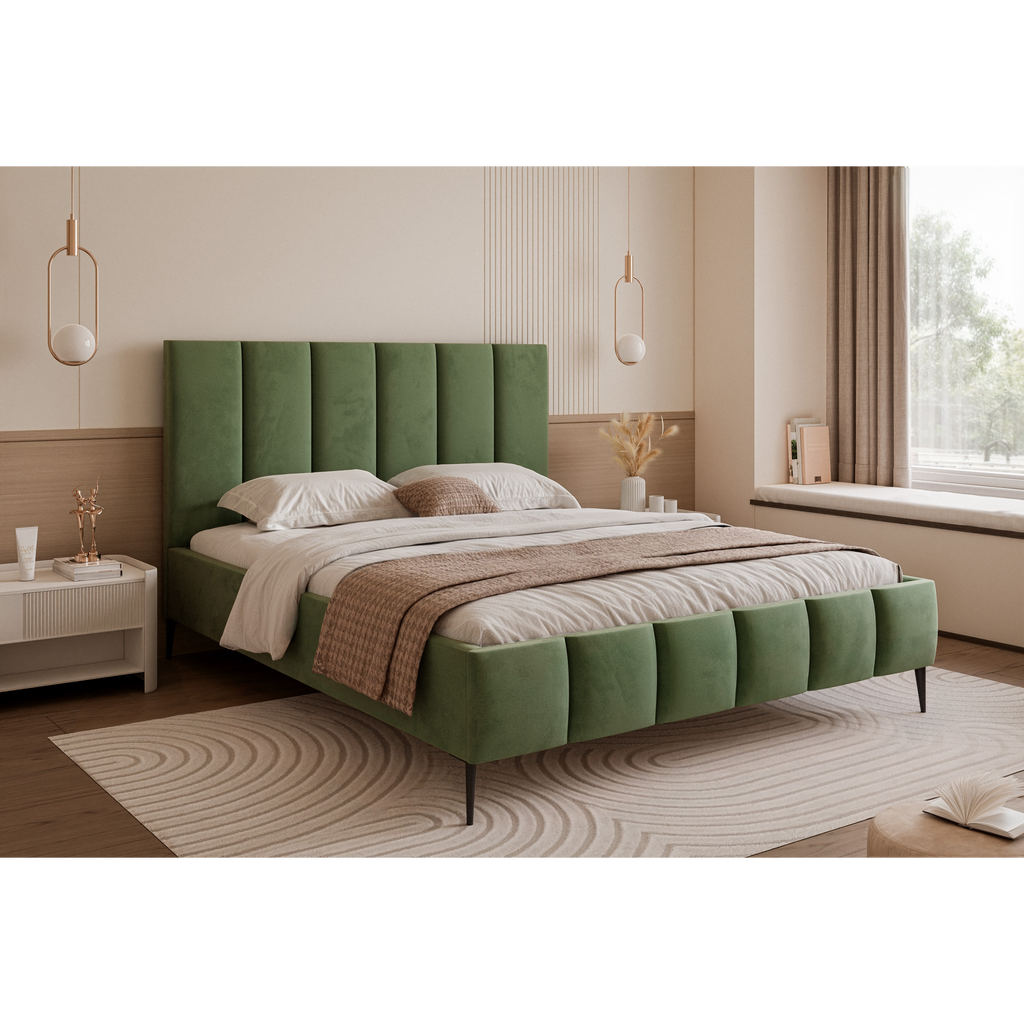 Łóżko tapicerowane LUNERA PANEL AIR 120–200x200 na nóżkach