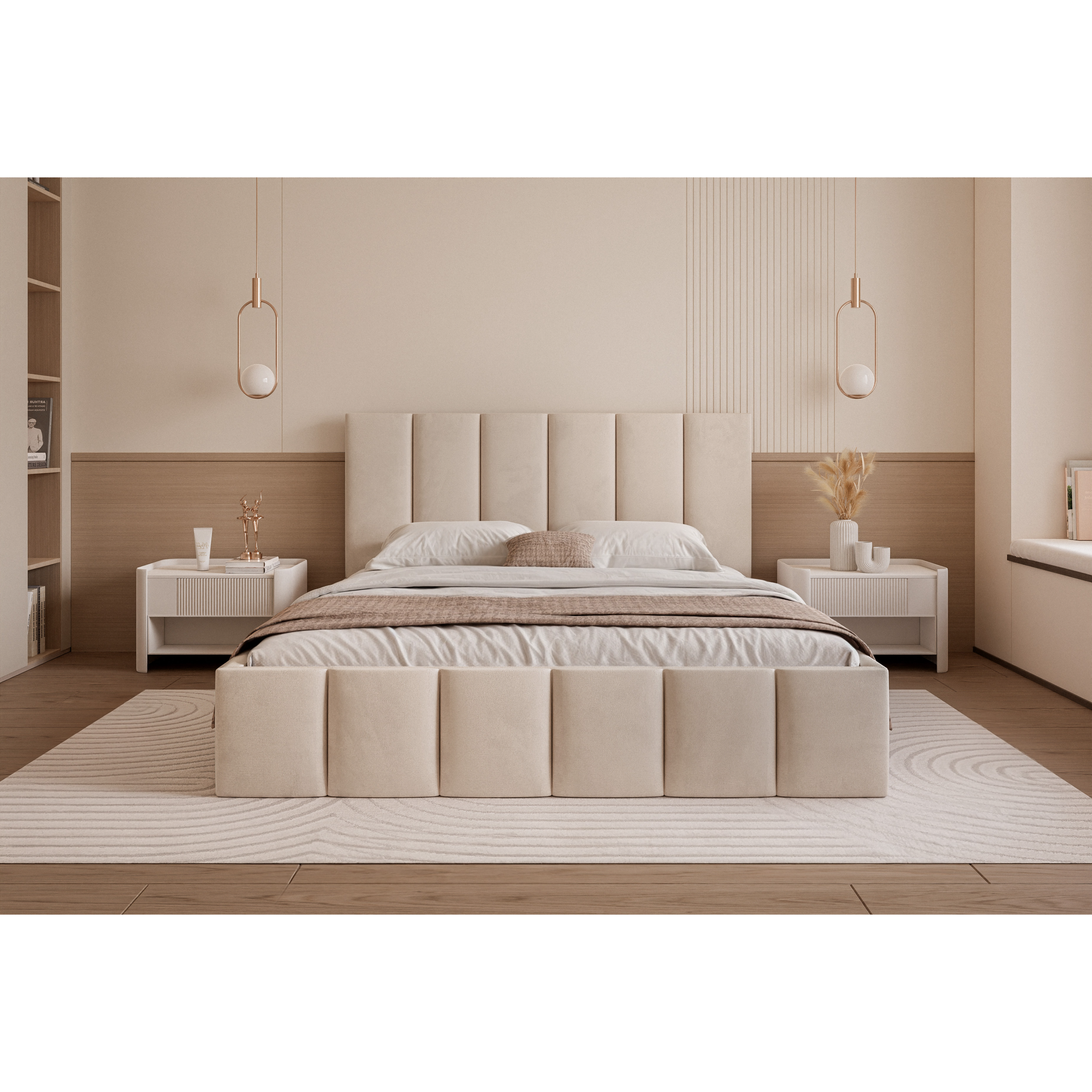 Łóżko tapicerowane LUNERA PANEL SOFT 120–200x200 z wysokim zagłówkiem