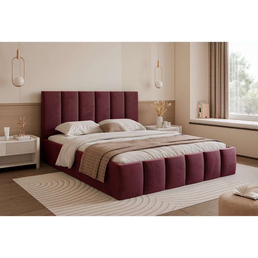 Łóżko tapicerowane LUNERA PANEL SOFT 120–200x200 z wysokim zagłówkiem