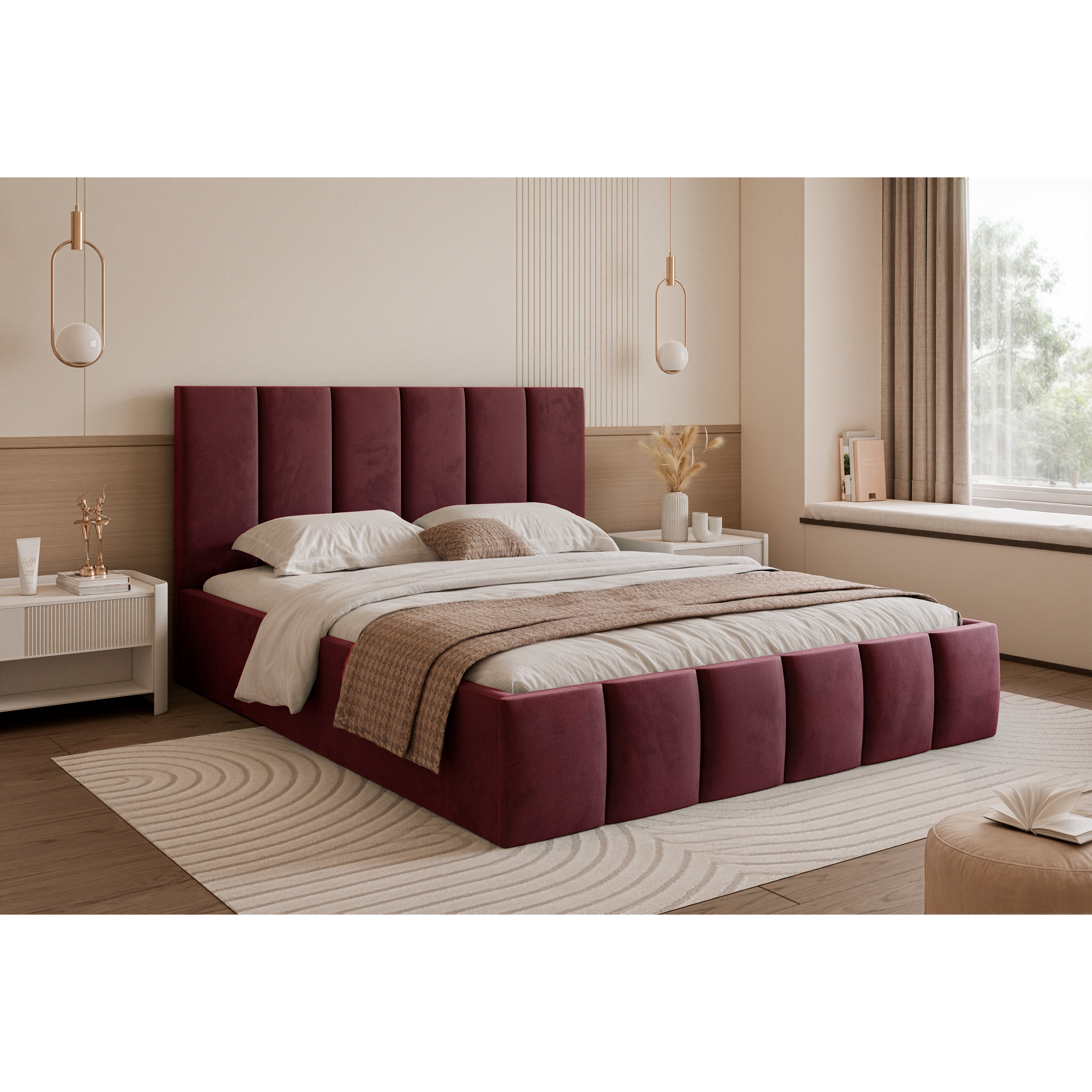 Łóżko tapicerowane LUNERA PANEL SOFT 120–200x200 z wysokim zagłówkiem