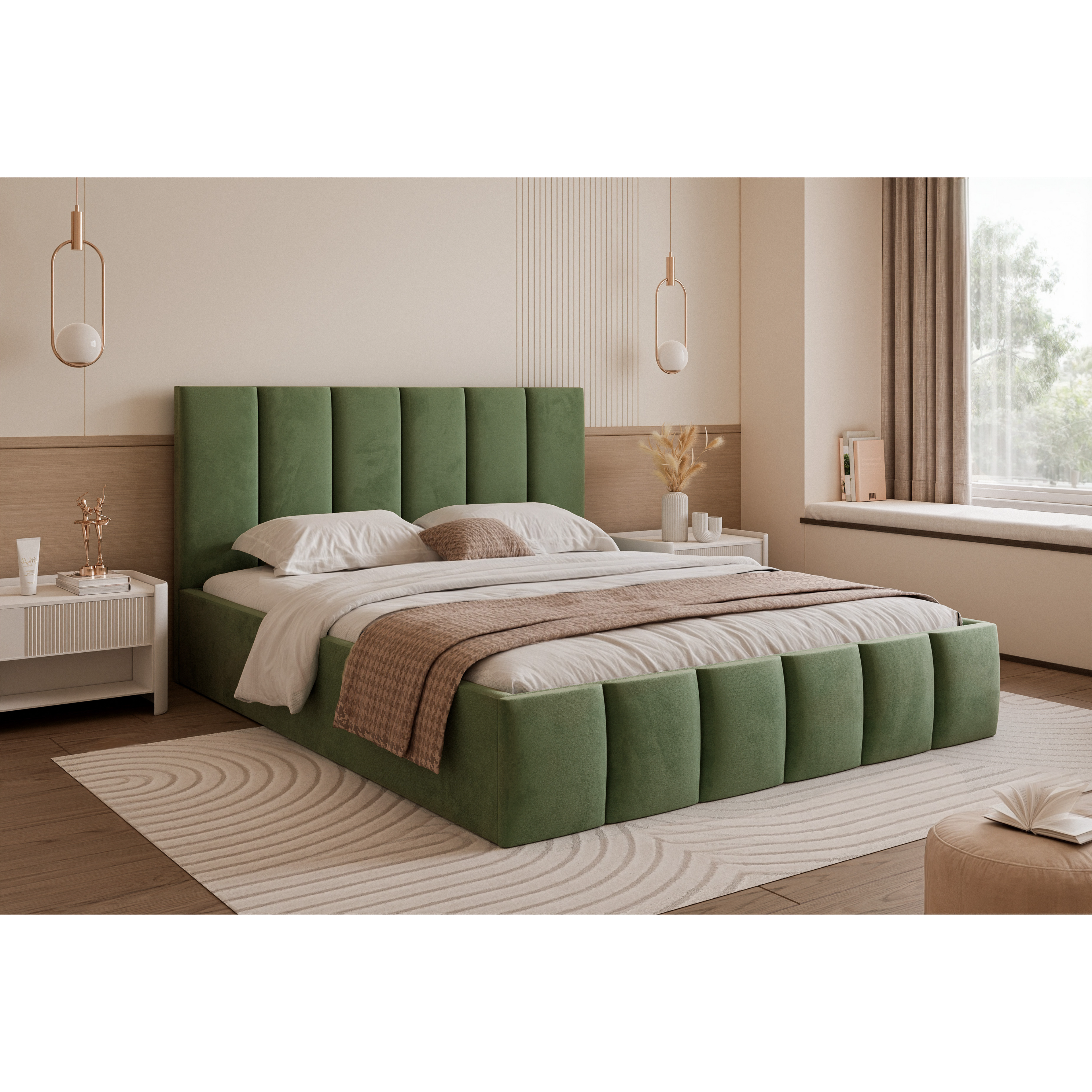 Łóżko tapicerowane LUNERA PANEL SOFT 120–200x200 z wysokim zagłówkiem