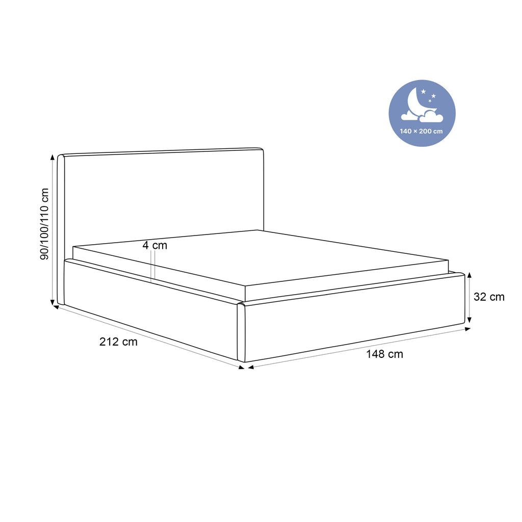 Łóżko tapicerowane VELORA SLIM - Tkanina Poso