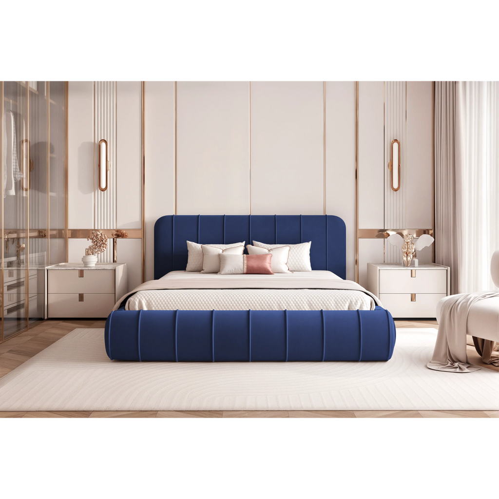 Łóżko tapicerowane LUMIÈRE Roll SLIM - Tkanina Dream Velvet