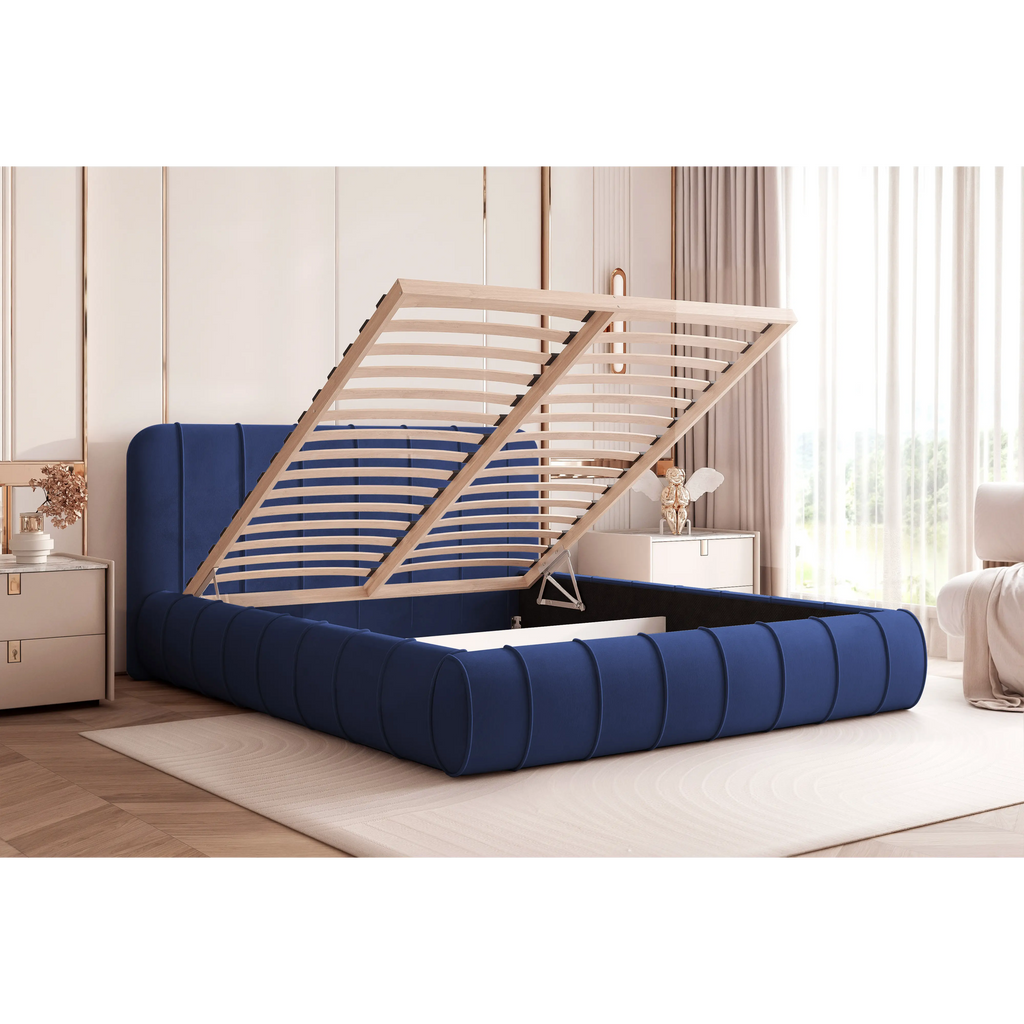 Łóżko tapicerowane LUMIÈRE Roll SLIM - Tkanina Dream Velvet