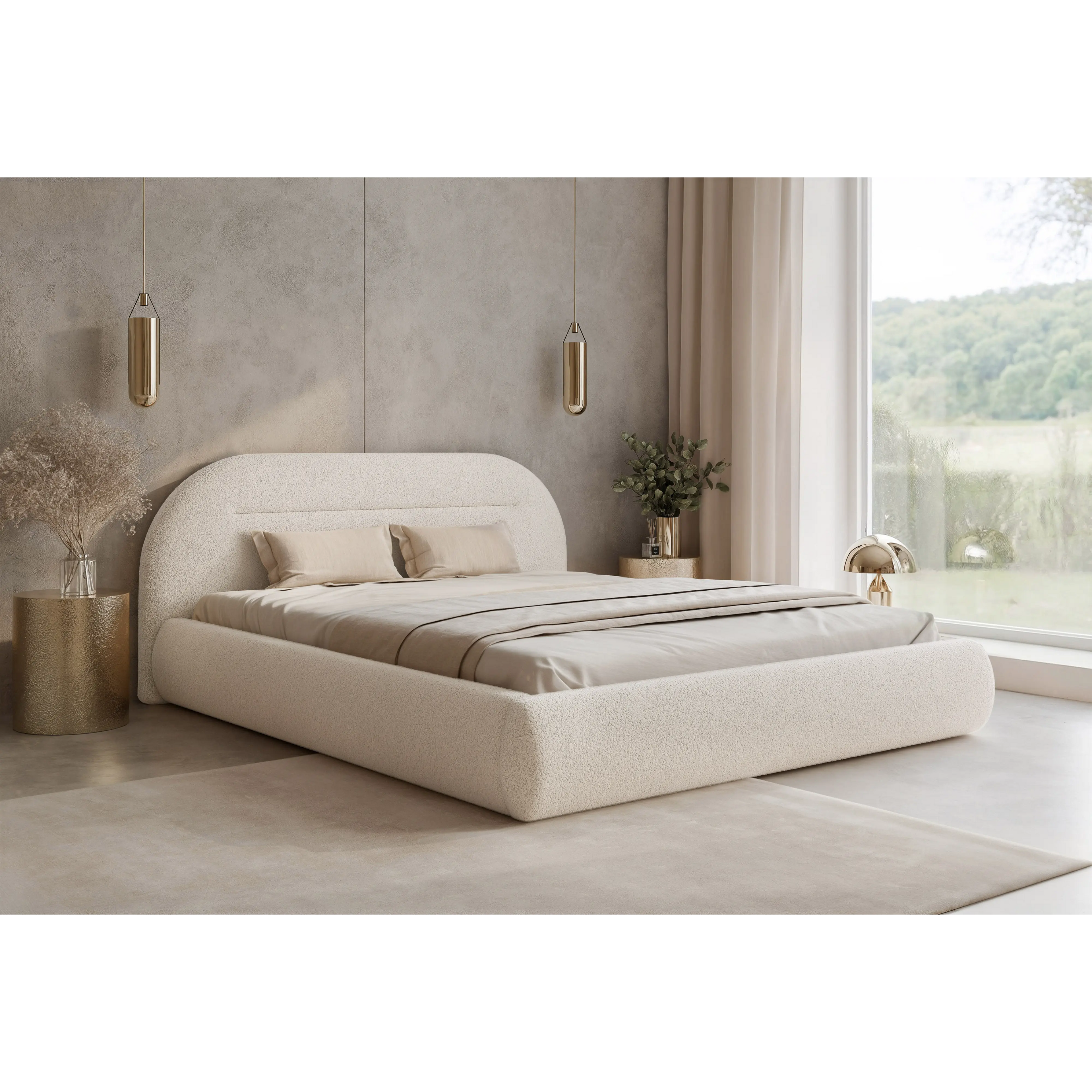 Łóżko tapicerowane NOÉVA SLIM - Tkanina Monte