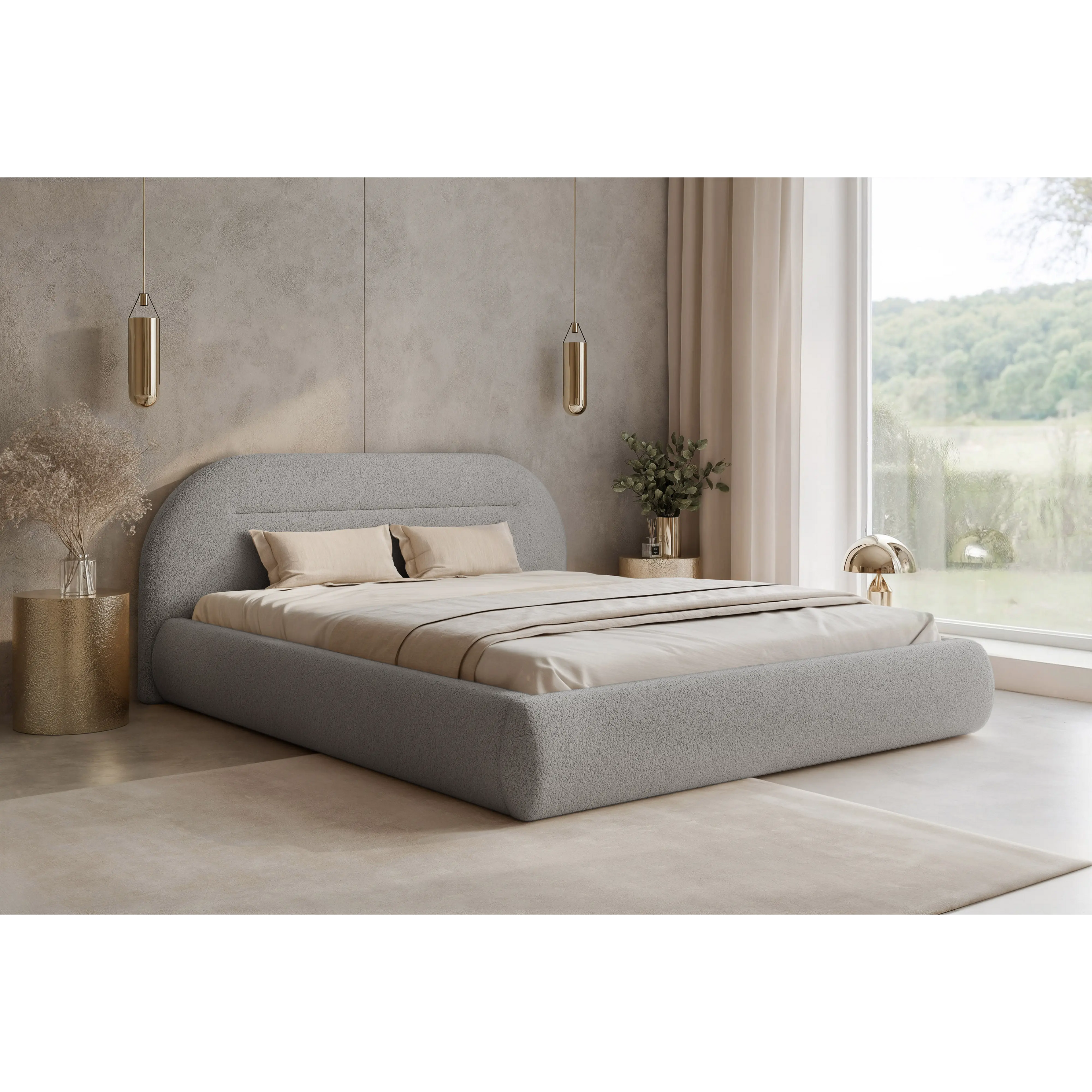 Łóżko tapicerowane NOÉVA SLIM - Tkanina Monte