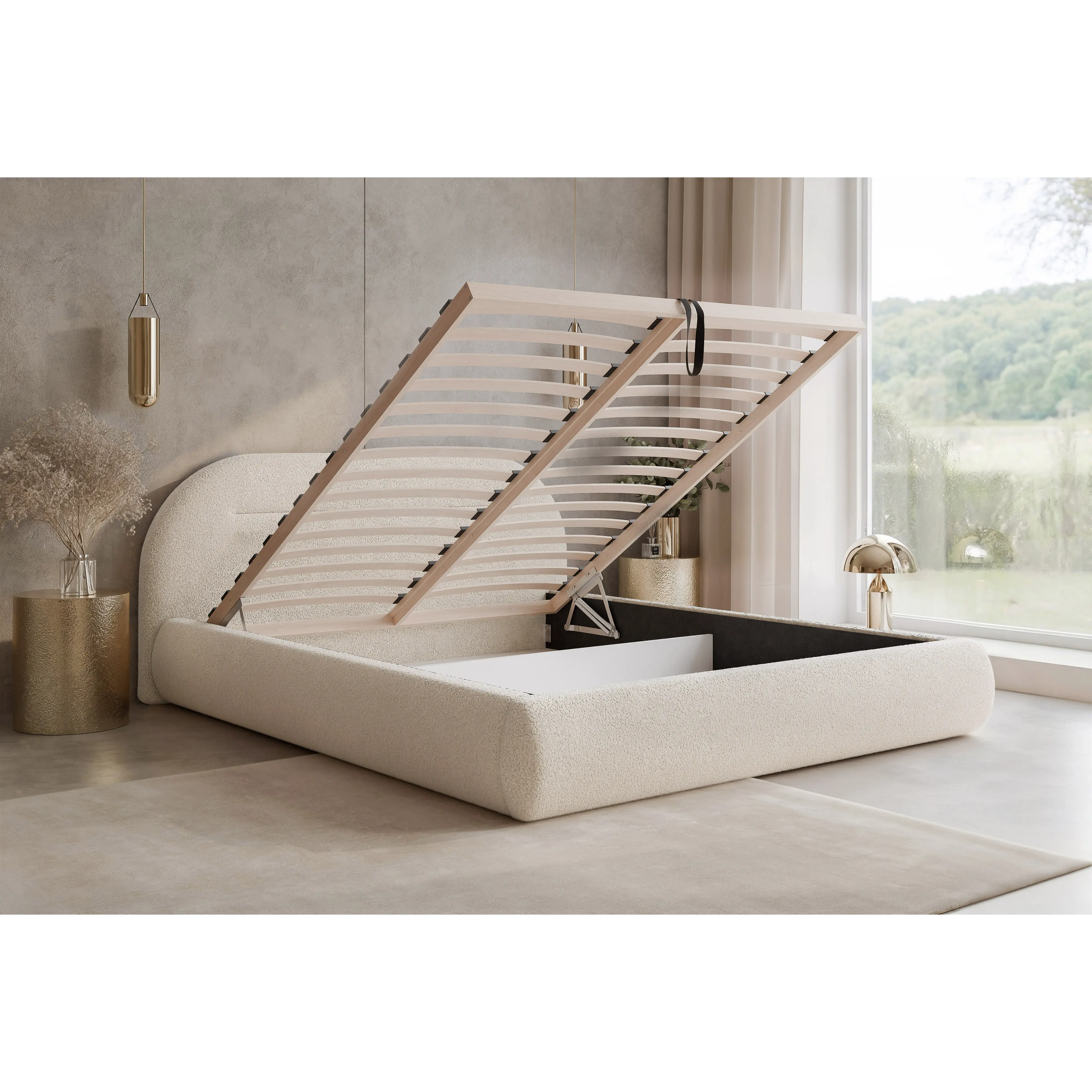 Łóżko tapicerowane NOÉVA SLIM - Tkanina Monte