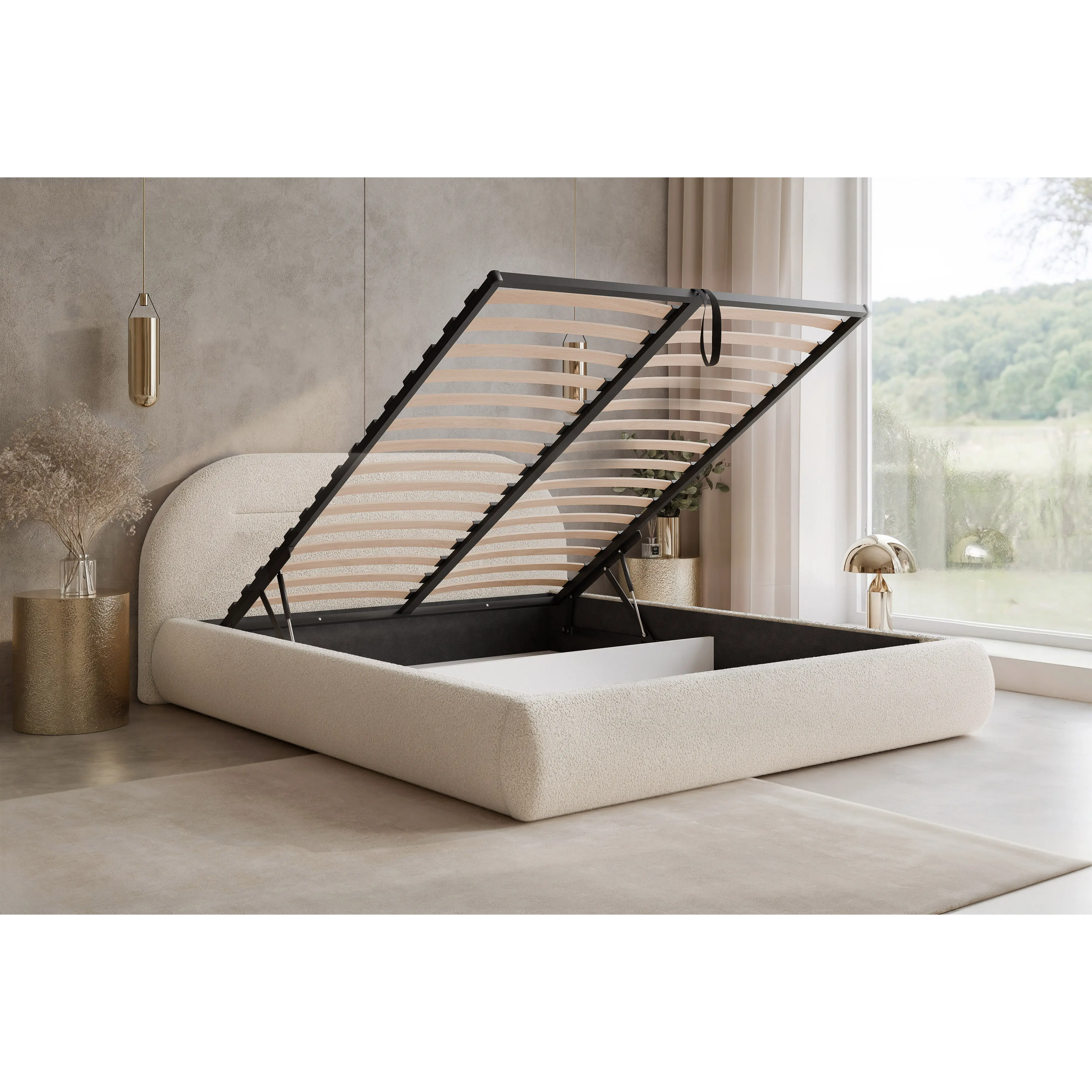 Łóżko tapicerowane NOÉVA SLIM - Tkanina Monte