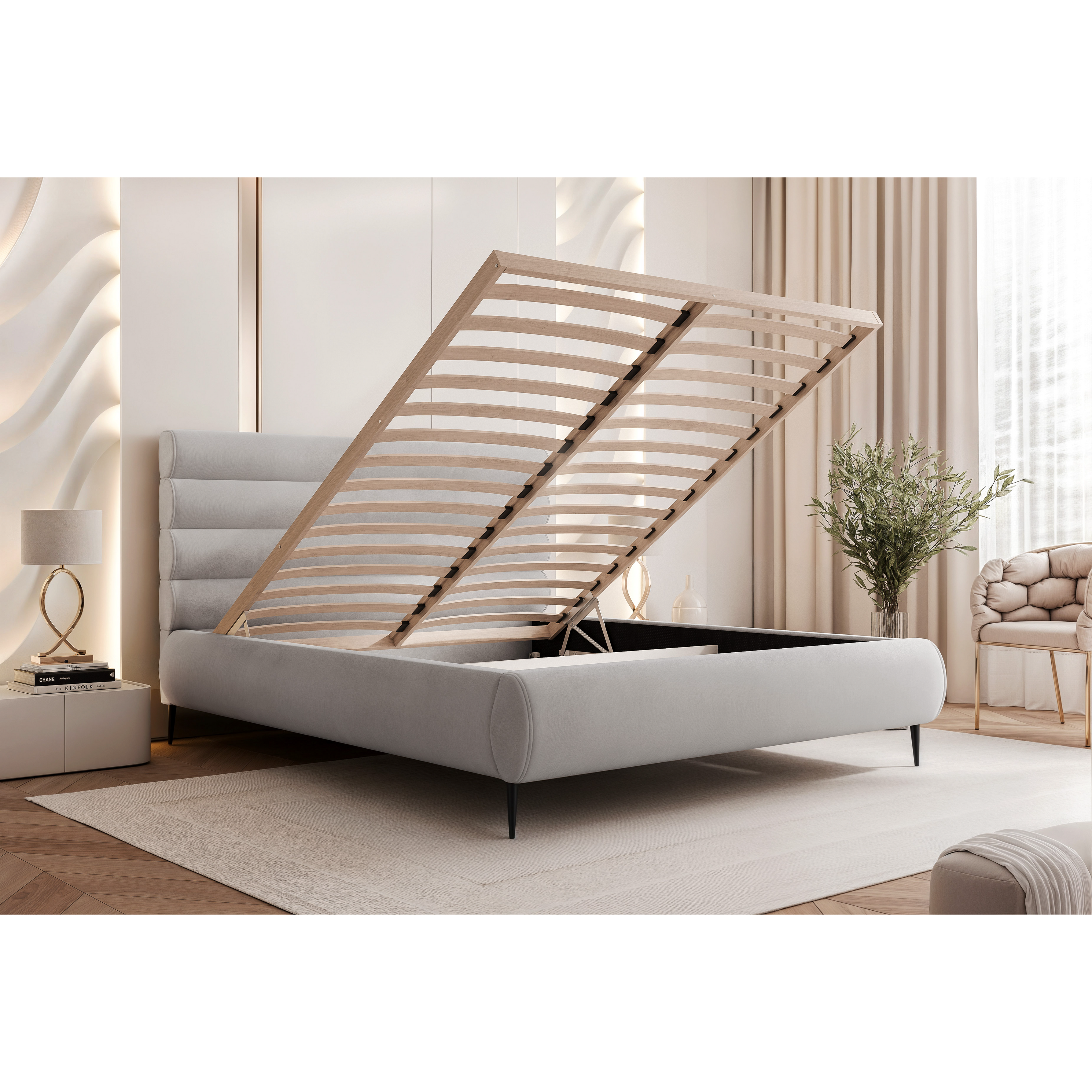 Łóżko tapicerowane VELARO SOFT ROLL AIR na nóżkach 120–200x200