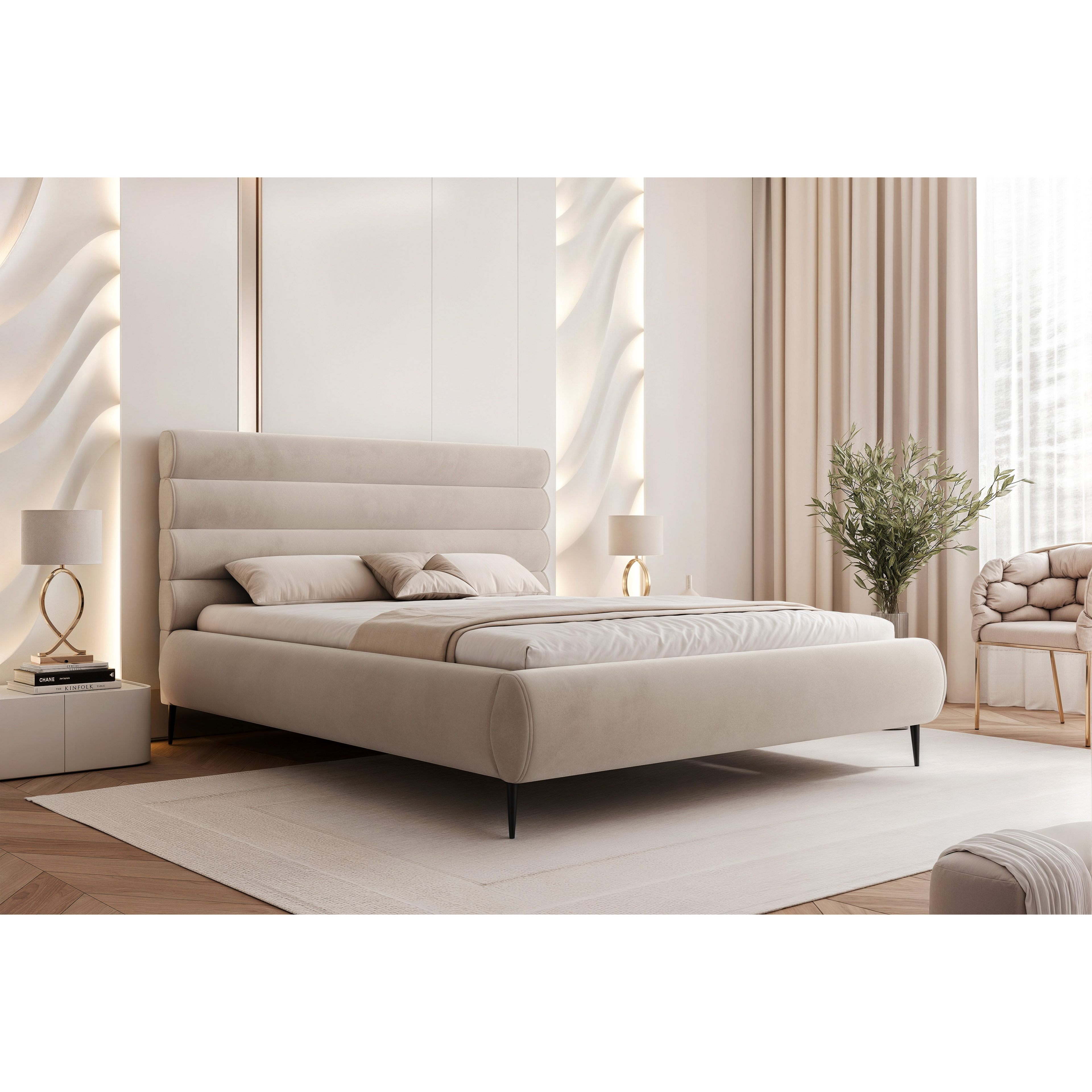 Łóżko tapicerowane VELARO SOFT ROLL AIR na nóżkach 120–200x200