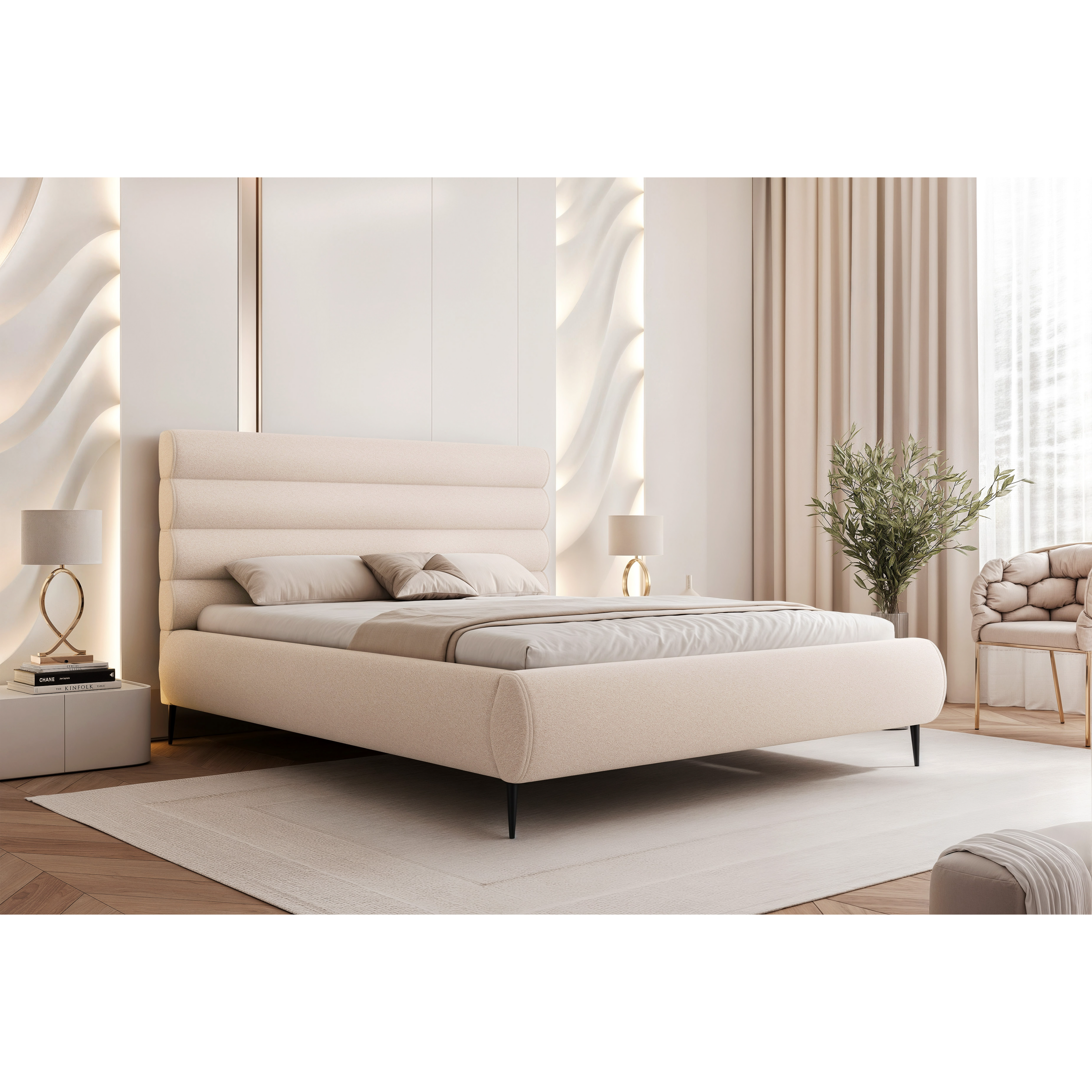 Łóżko tapicerowane VELARO SOFT ROLL AIR na nóżkach 120–200x200