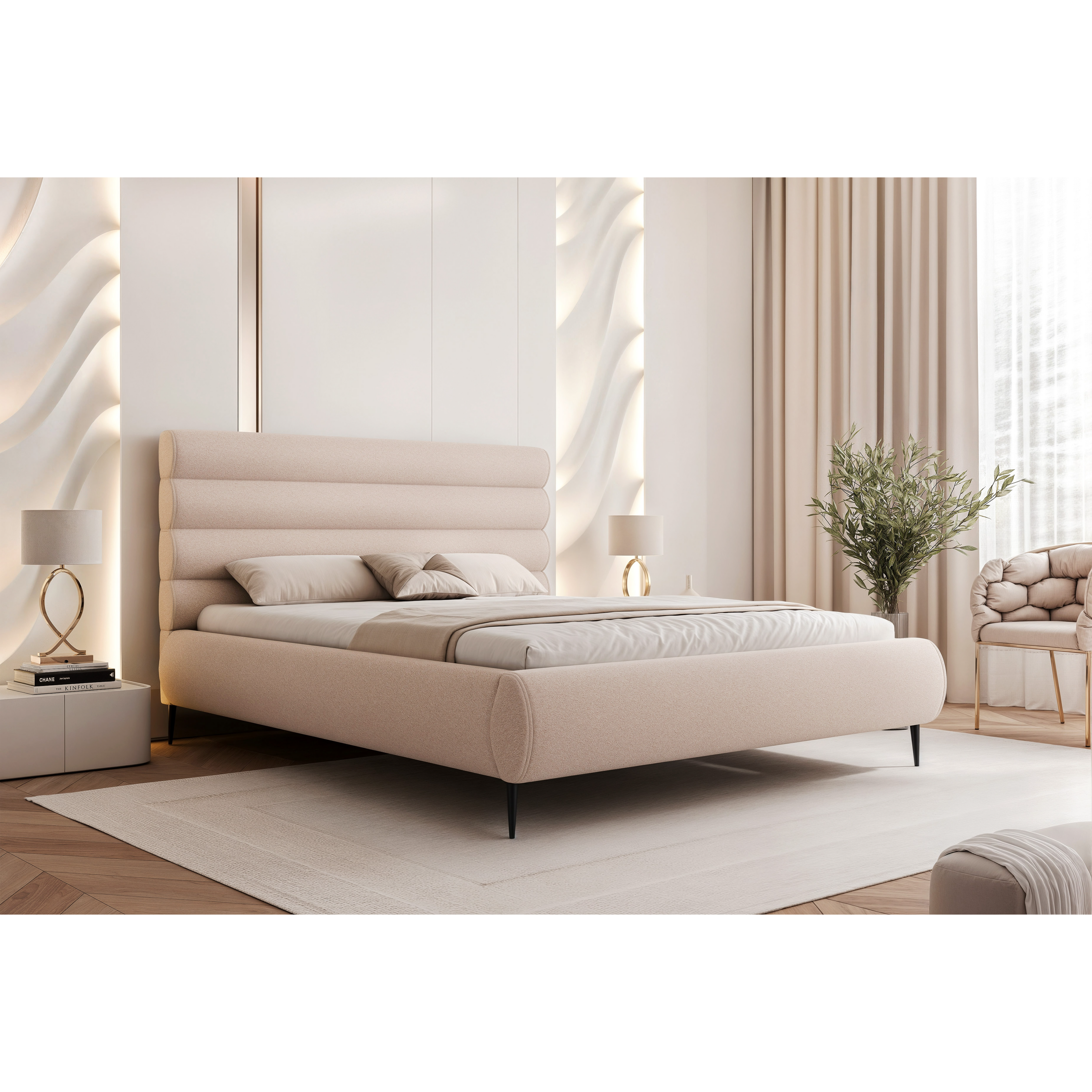 Łóżko tapicerowane VELARO SOFT ROLL AIR na nóżkach 120–200x200