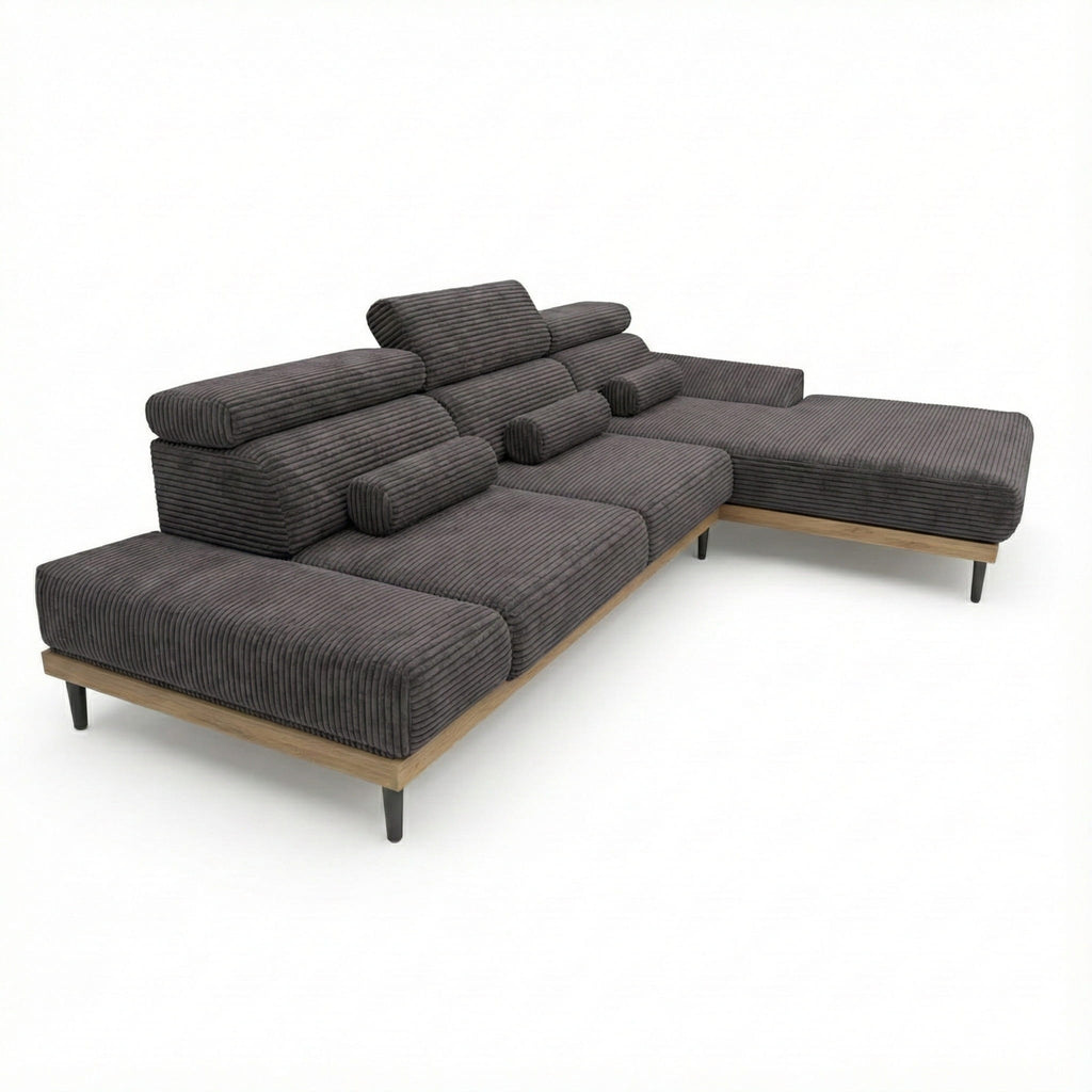 Narożnik nowoczesny 316cm Ciemno Szary Montero Soft Lounge z el.funkcją wysuwu siedziska