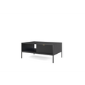 Stolik kawowy LUMI 1S – 104 cm, czarny, ryflowany front, czarne nóżki