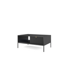 Stolik kawowy LUMI 1S – 104 cm, czarny, ryflowany front, czarne nóżki