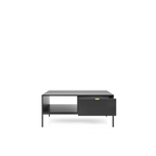 Stolik kawowy LUMI 1S – 104 cm, czarny, ryflowany front, czarne nóżki