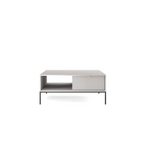 Stolik kawowy LUMI 1S – 104 cm, szary, ryflowany front, czarne nóżki