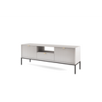 Szafka RTV LUMI 154 cm – szara, ryflowane fronty, czarne nóżki