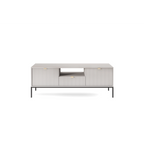 Szafka RTV LUMI 154 cm – szara, ryflowane fronty, czarne nóżki