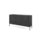 Komoda LUMI 3D – 154 cm, czarna, ryflowane fronty, czarne nóżki