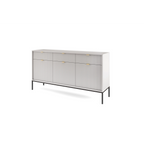 Komoda LUMI 3D – 154 cm, szara, ryflowane fronty, czarne nóżki