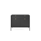 Komoda LUMI 2D2S – 104 cm, czarna, ryflowane fronty, czarne nóżki