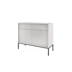 Komoda LUMI 2D2S – 104 cm, szara, ryflowane fronty, czarne nóżki