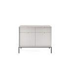 Komoda LUMI 2D2S – 104 cm, szara, ryflowane fronty, czarne nóżki