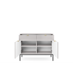 Komoda LUMI 2D2S – 104 cm, szara, ryflowane fronty, czarne nóżki
