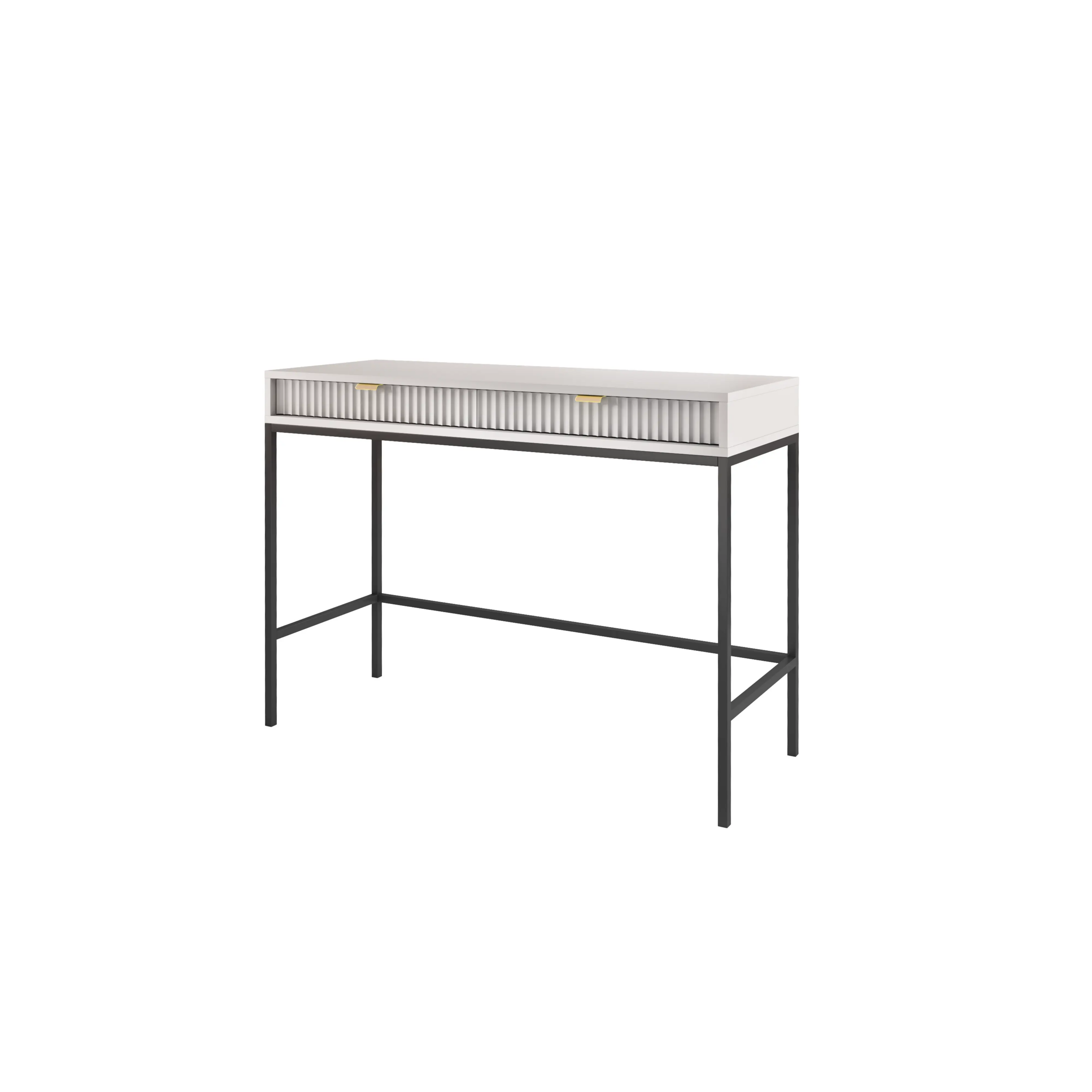 Toaletka LUMI 2S – 104 cm, szara, ryflowane fronty, czarne nóżki