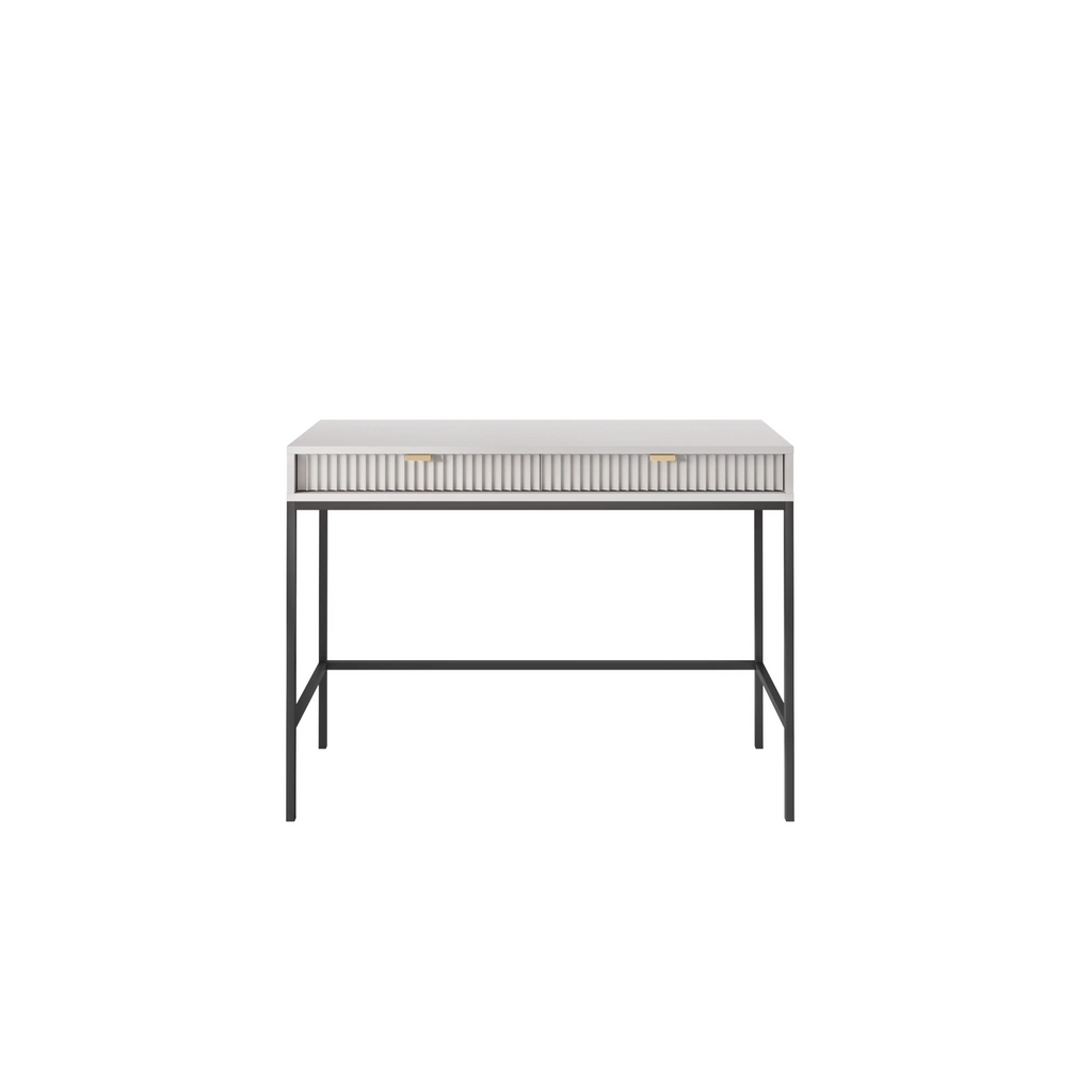 Toaletka LUMI 2S – 104 cm, szara, ryflowane fronty, czarne nóżki
