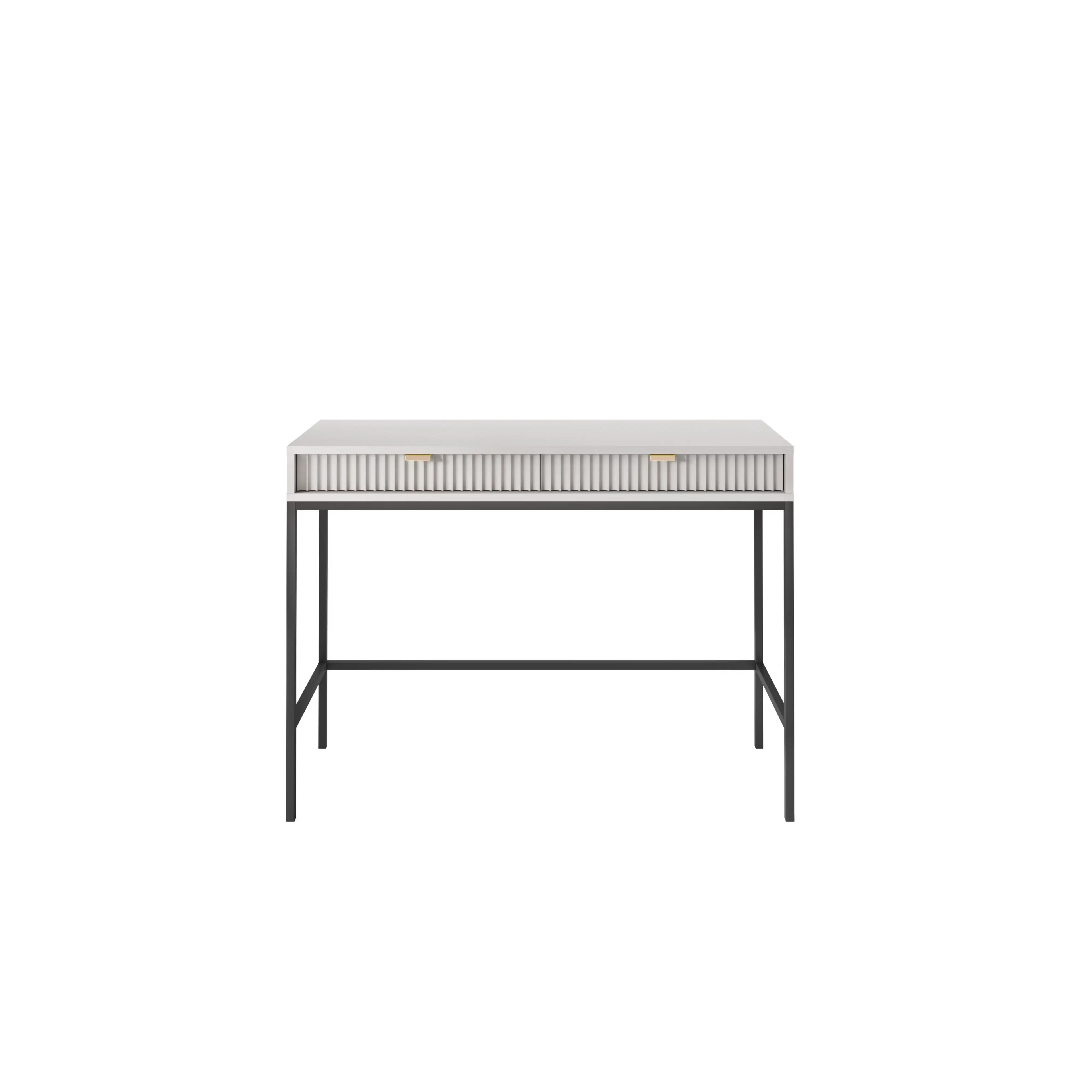 Toaletka LUMI 2S – 104 cm, szara, ryflowane fronty, czarne nóżki